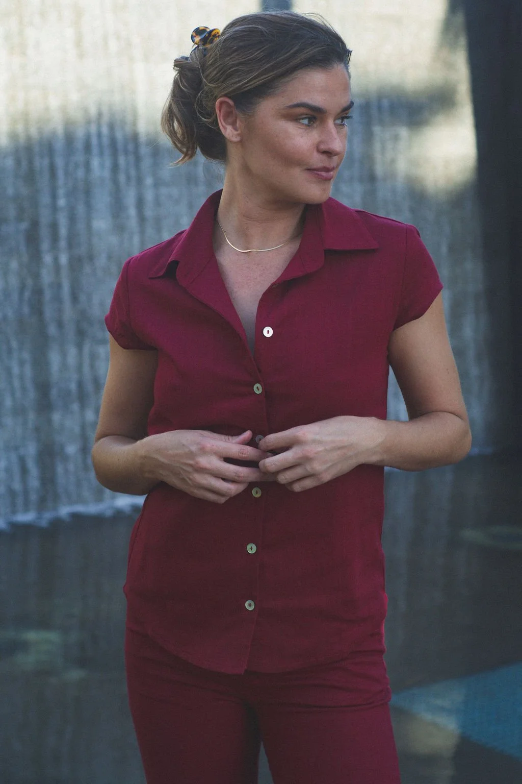 Red Linen Classic Button Down.jpg