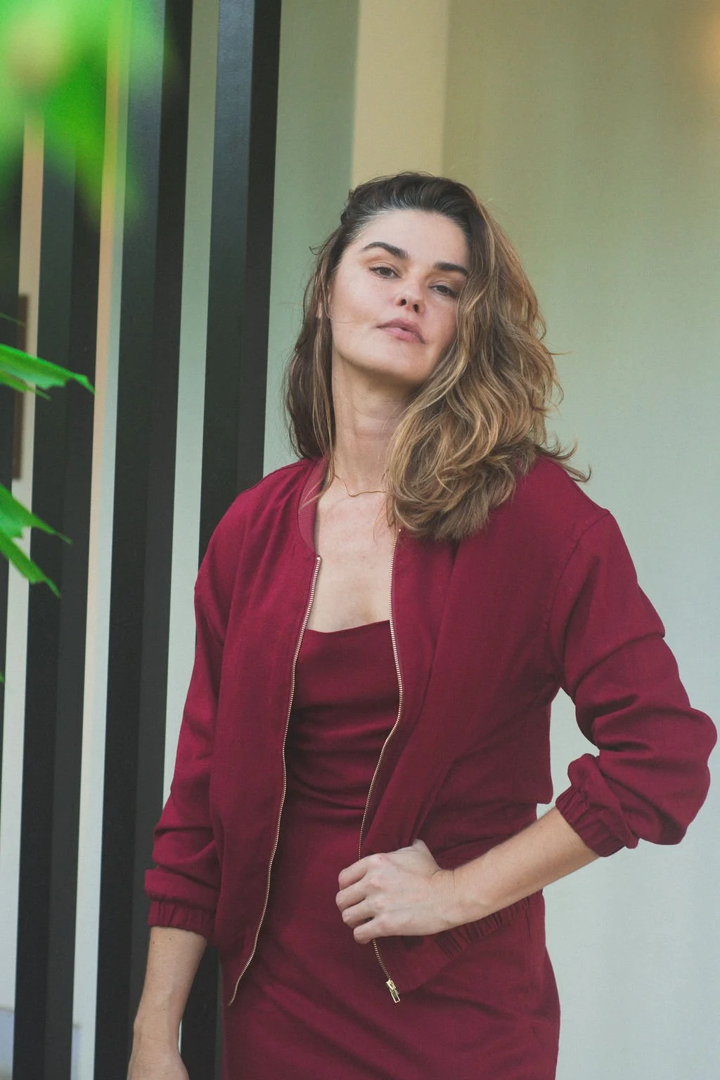 Red Bomber Jacket with Metal Zipper.jpg