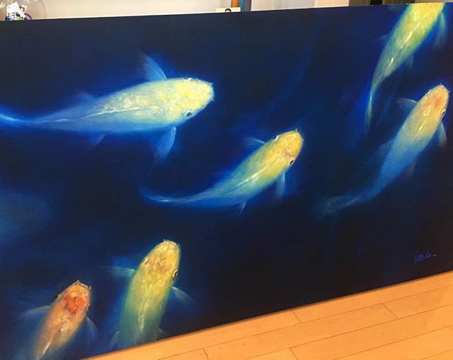 Golden Koi Series Oil on linen 60&quot;x36&quot; #koi #sold #artcollector #art #losangeles