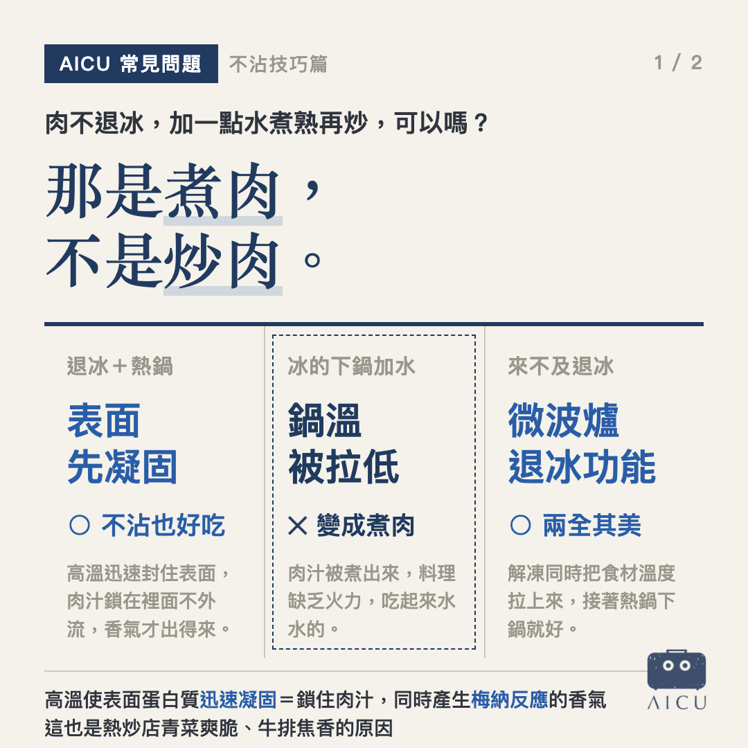 ❓ 常見問題｜鐵鍋料理，食材一定要先退冰嗎？先看懂「物理不沾」這件事