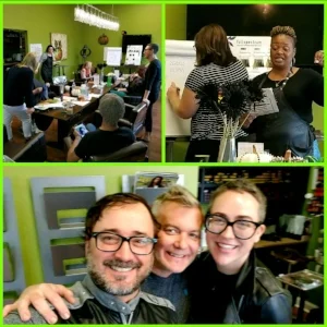 Owners Biff & Thomas w/ AVEDA educator Iva. 