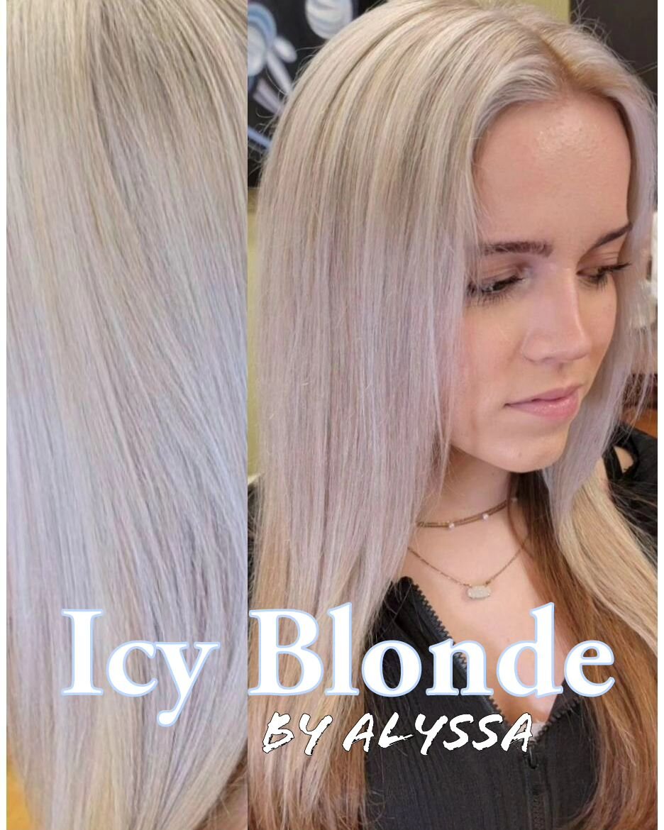 Since Spring didn't get the memo, we decided to share this icy blonde color by our designer, Alyssa. 
With color this light, Alyssa's clients enjoy the amount of care she takes using Wella Professional to keep the condition and integrity of their hai