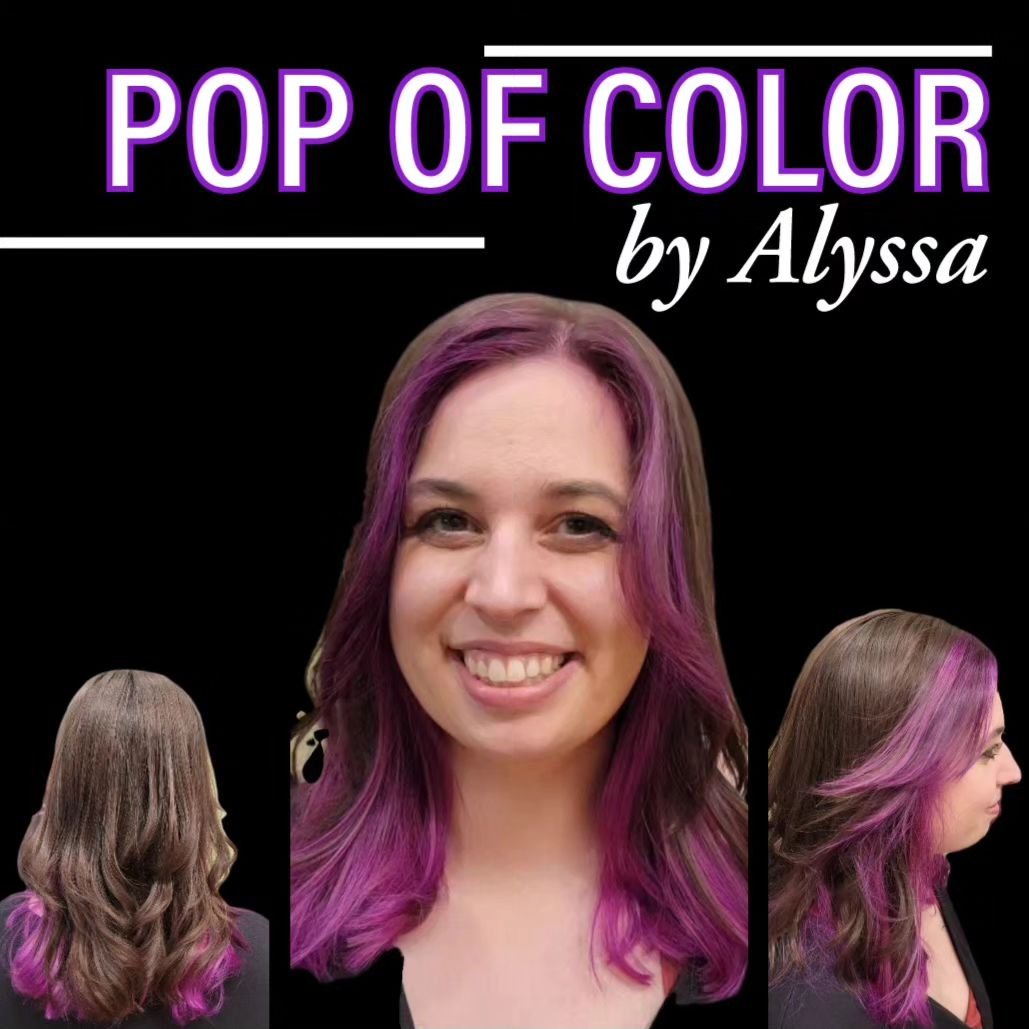 Our designer, Alyssa, gave her client a fun pop of purple with her haircolor. Let her or any of our beauty professionals help you find the pop of color that best fits your style. Book an appointment today at
https://balancehairspa.com/appointment-req