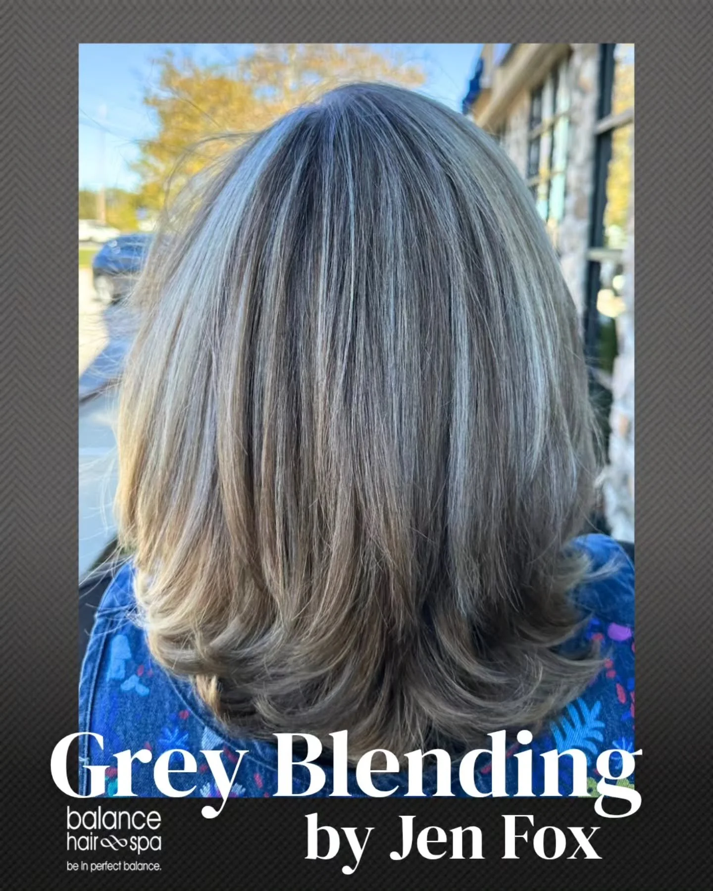 Our Hair Designer,  Jen, helped this client brighten and blend her naturally warm and dull greys with a full highlight service and ash toner. This new color has more dimension that will help conceal her greys as they grow in. Let Jen help you find th
