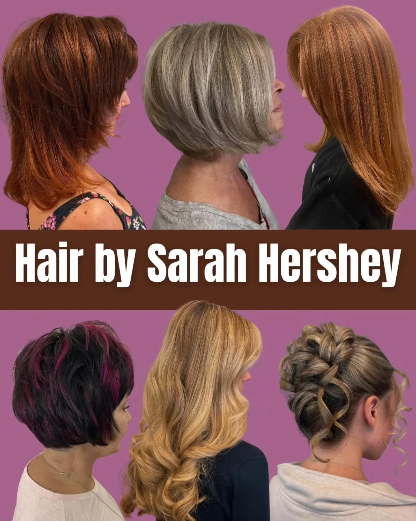 Check out some hair done by our new hair designer, Sarah Hershey. May it be short or long hair from blonde to red to fun colors or a formal style for a special event,  Sarah is capable of giving you whatever style best fits your lifestyle.  With over