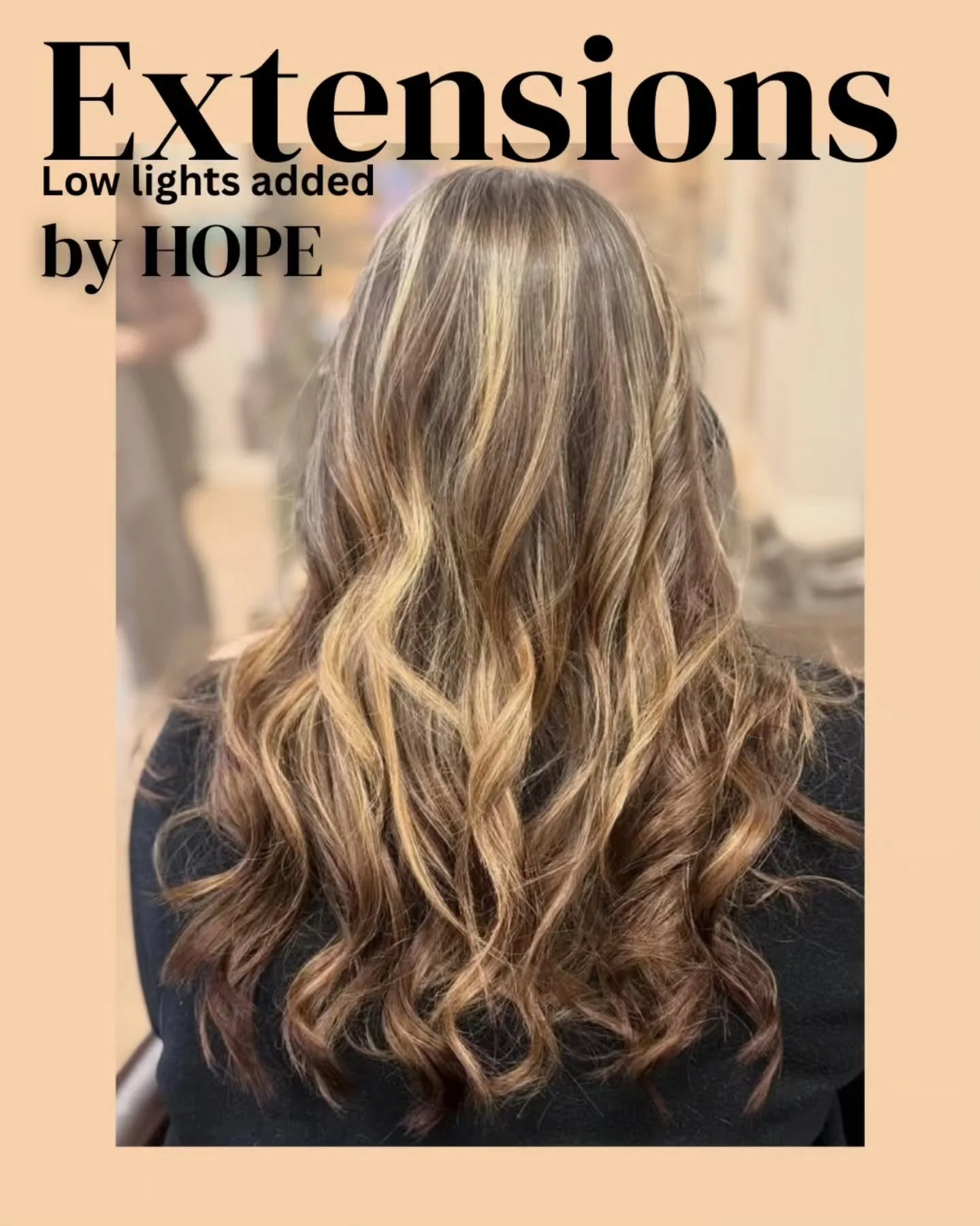 First time extension client with our hair designer' Hope. She wanted some lowlights for winter but likes to be more blonde in the summer... just add more hair! LOW lights by Babe hair extensions install by Hope. Make an appointment and learn more abo