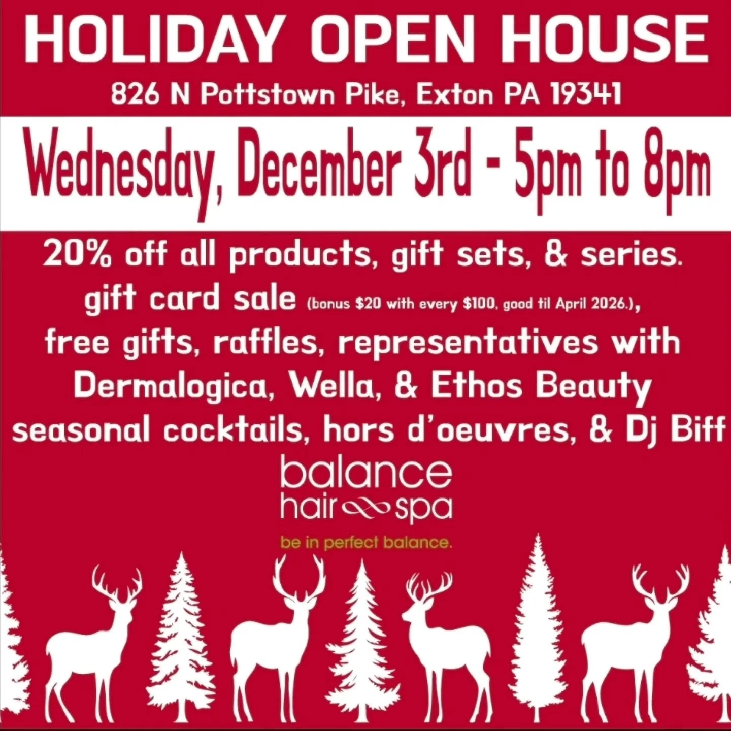 Join us next Wednesday for our Holiday Open House Party starting at 5pm. 

&nbsp;@clubpilates_exton @juicepod_lionville firstresourcebank @giuntas_exton @