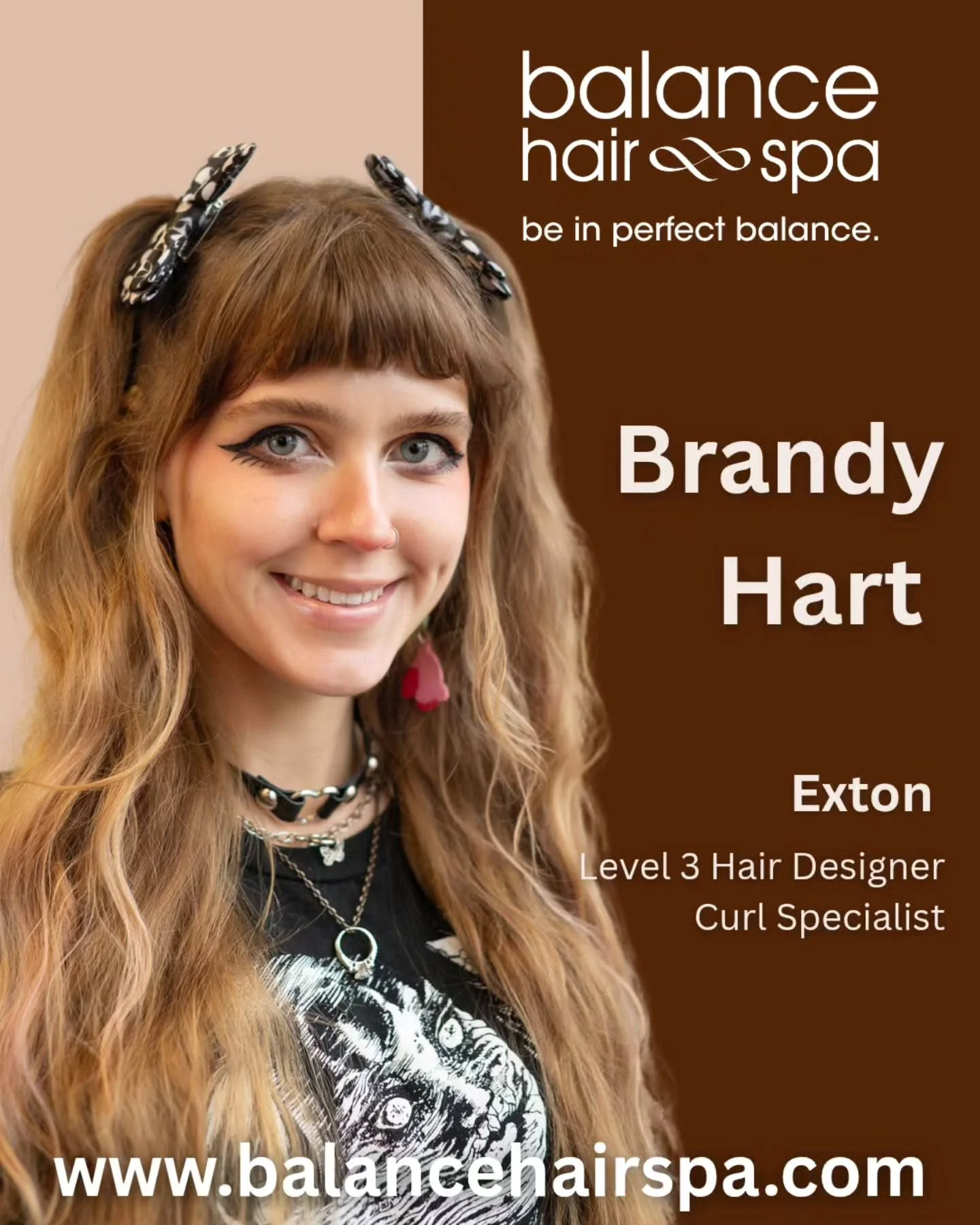 As we continue to celebrate our 18th year in business, we would like to reintroduce you to Brandy. She is a level 3 hair designer at Balance Hair Spa. Brandy has been with us since 2016. She has a passion for helping clients find their own unique ind