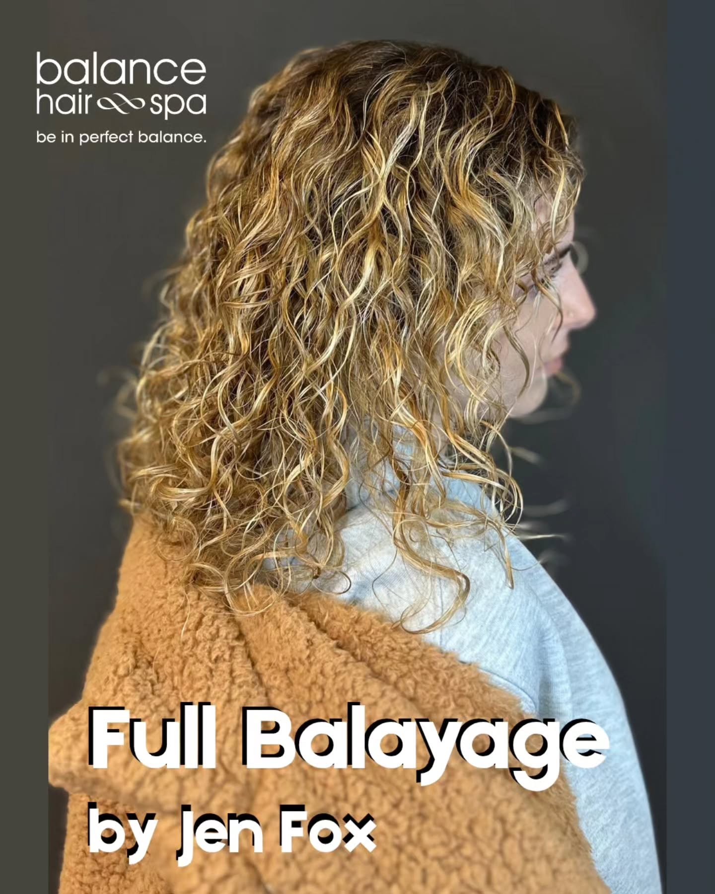 Our hair designer and curl specialist, Jen Fox, gave her client beautiful full balayage highlights for a brighter natural sunkissed look.  Let Jen help you find the color and cut that best fits your hair type. Make an appointment at
https://balanceha