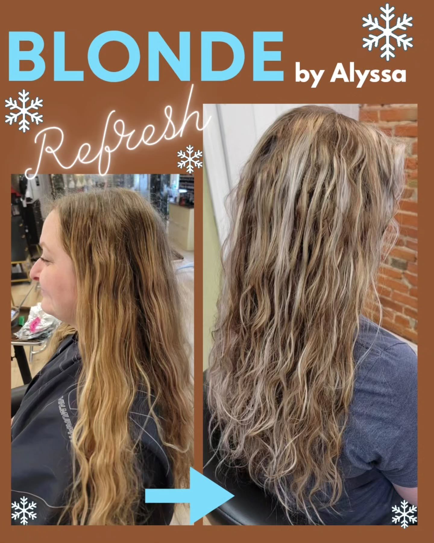 The snow didn't stop this client from coming in for a fresh blonde balayage by our hair designer,  Alyssa.  Let her help you refresh or discover the color that best fits your lifestyle.  Make an appointment at 

https://balancehairspa.com/appointment