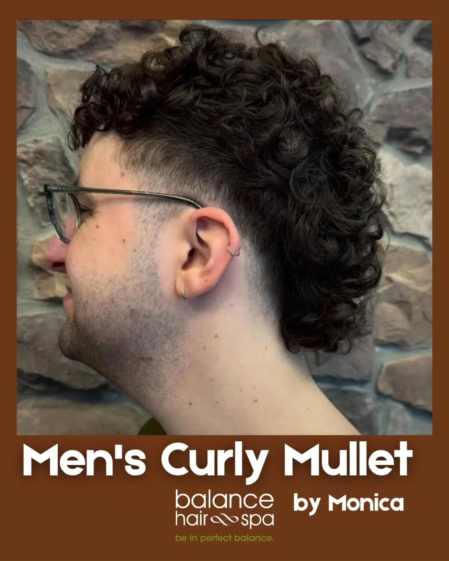 A modern day men's curly mullet for our front desk host, Ryan, by our hair designer,  Monica. This style looks good with Ryan's well defined curls. Let Monica help you find the look that best fits your curls. Make an appointment today at 
https://bal
