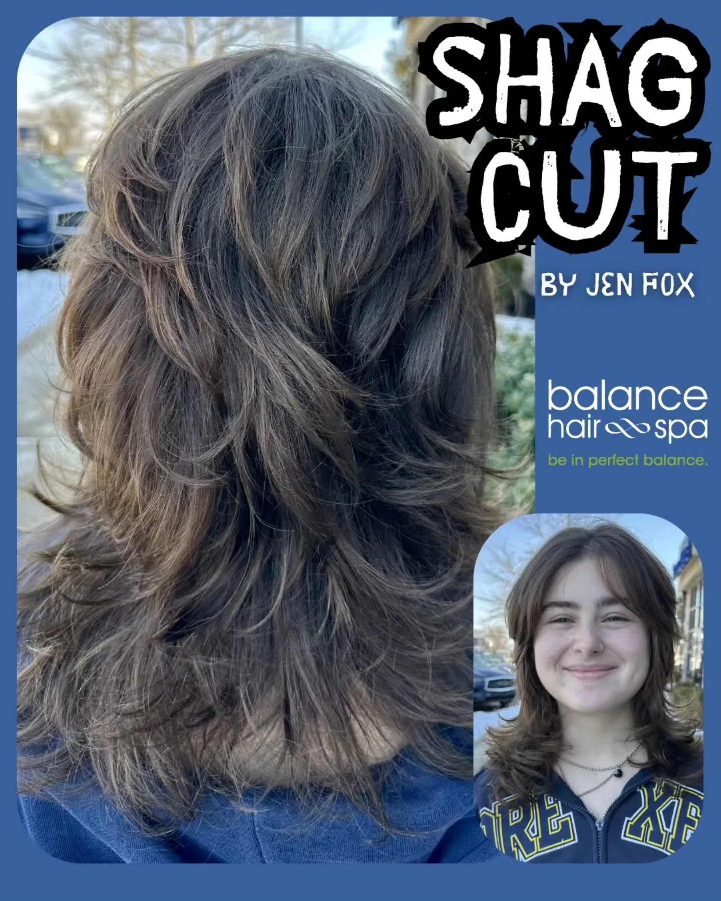 Check out this fun shag cut by our hair designer,  Jen Fox. A shag cut has tons of movement with multiple layers. Let Jen help find the cut that best fits your lifestyle.  Make an appointment at
https://balancehairspa.com/appointment-request

&nbsp;@