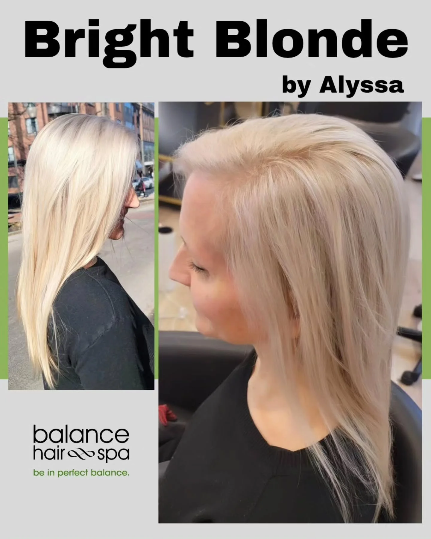 The brightest blonde by our hair designer, Alyssa.  Maintaining this color requires a monthly visit. Let Alyssa help you find the right path to this color with a consultation at
https://balancehairspa.com/appointment-request
#beautyatbalance
#brightb