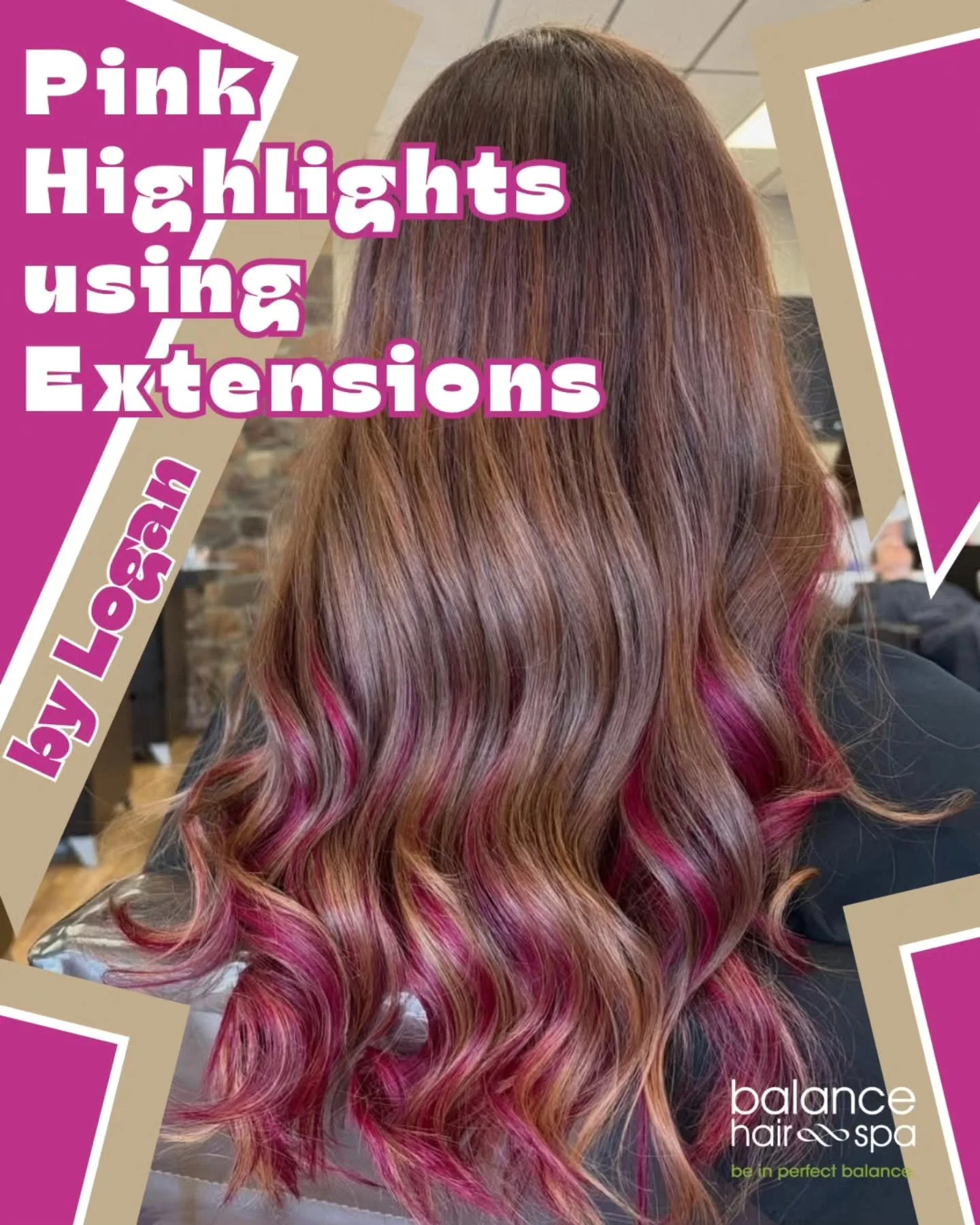 Add a pop of color without the long term commitment.  Our hair designer and extension specialist,  Logan, gave this client beautiful pink highlights using Dream Catchers extensions.  Bright colored extensions fade less due to the pigments used when m