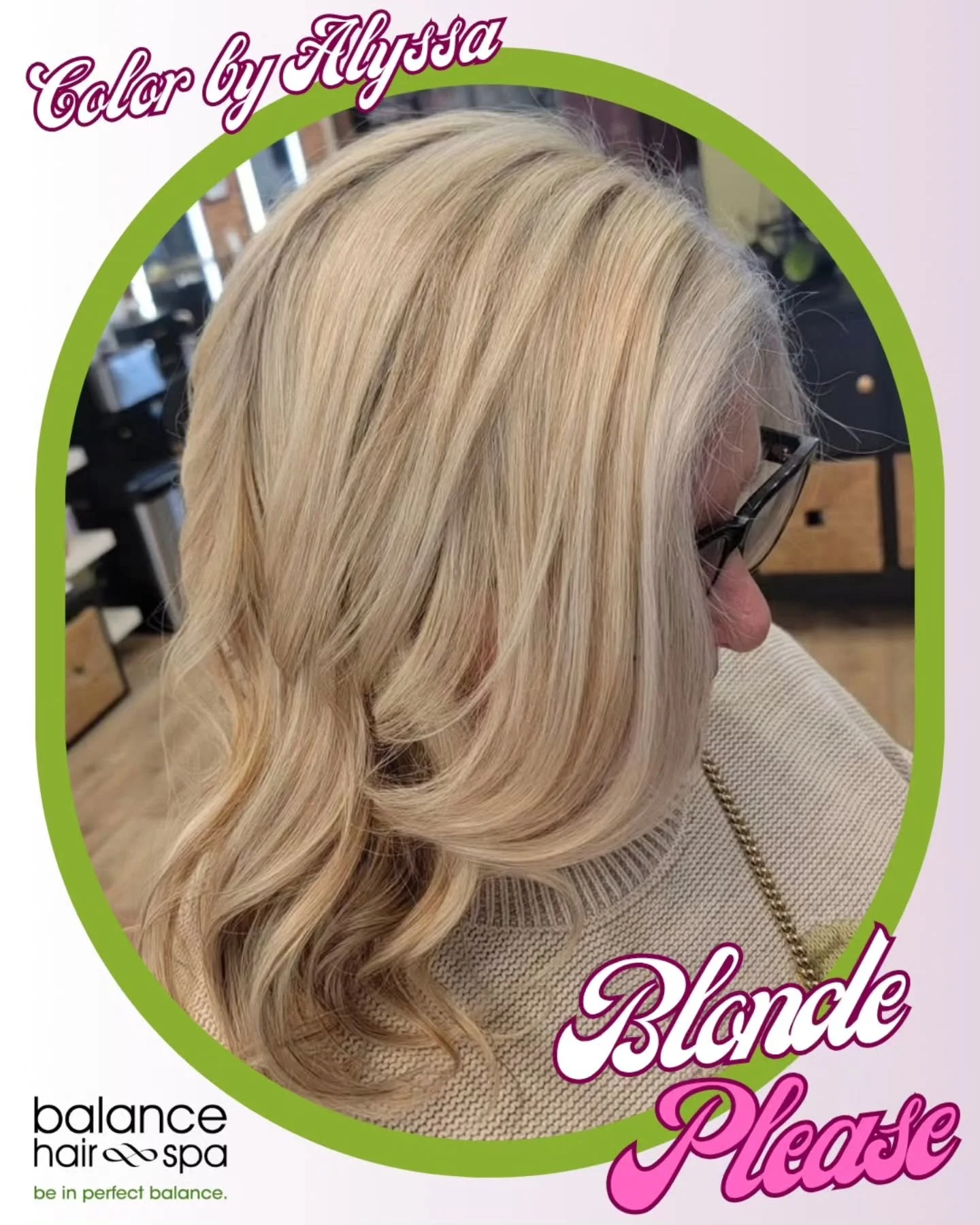Maintaining blonde color is a commitment and our hair designer, Alyssa is always happy to keep her blondes looking great. Keeping their color bright, multidimensional, and healthy.  Let Alyssa help you maintain your blonde color.  Make an appointment