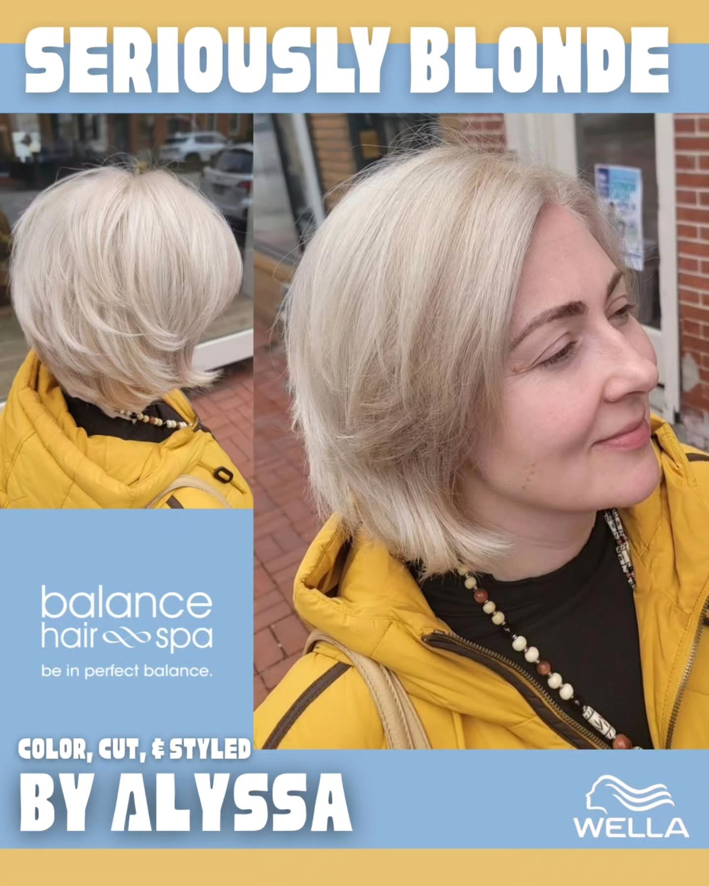 Color like this takes dedication and listening to your hair designer.  Alyssa's client is committed to maintaining her color by prebooking her visits and using the recommended products at home. This allows Alyssa to keep the integrity of her client's