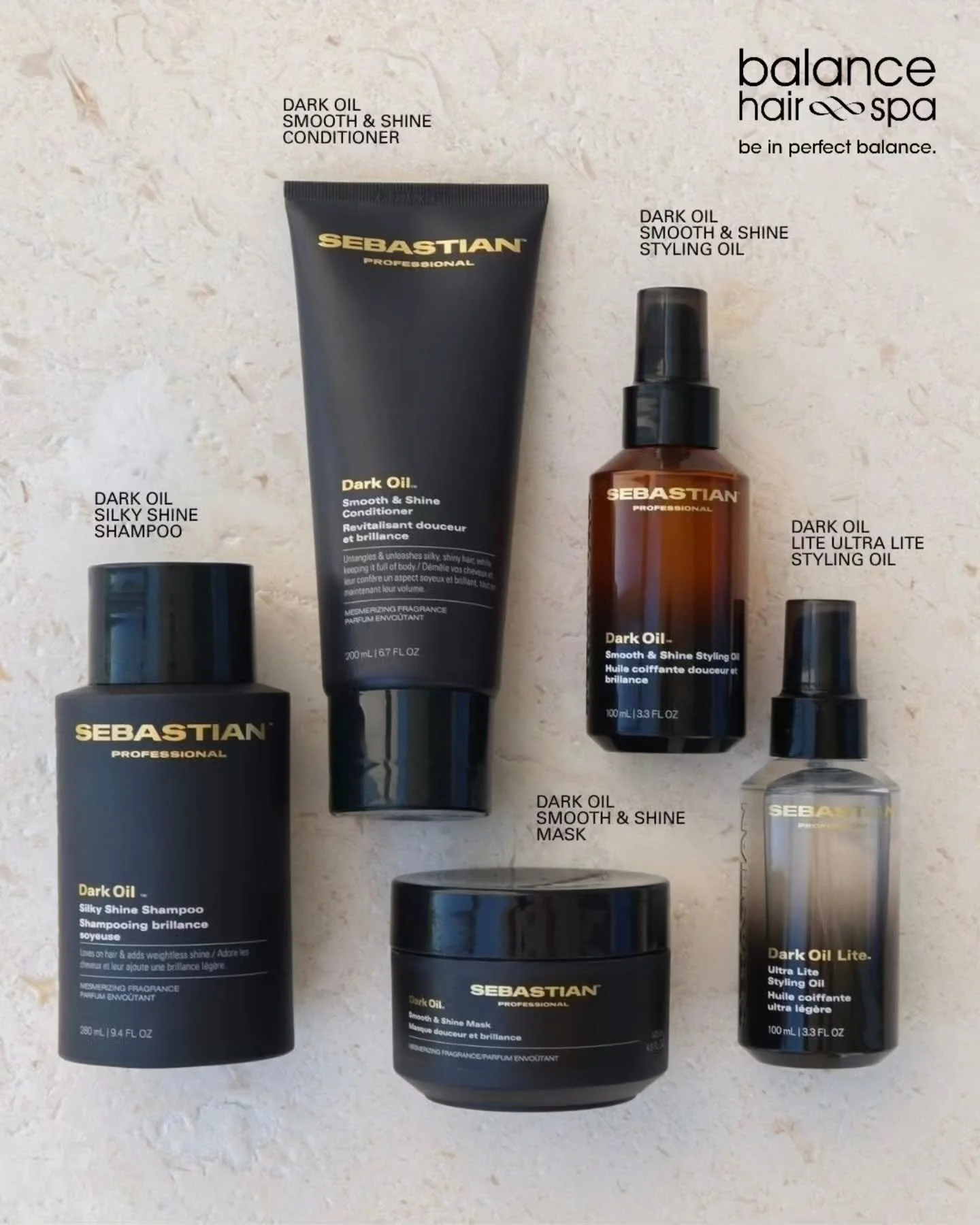 Sebastian Dark Oil blends lightweight luxury with high-performance care. These smoothing formulas help to soften and control frizz&mdash;leaving hair with a signature silky finish and radiant shine. When used with the iconic Dark Oil Smooth &amp; Shi