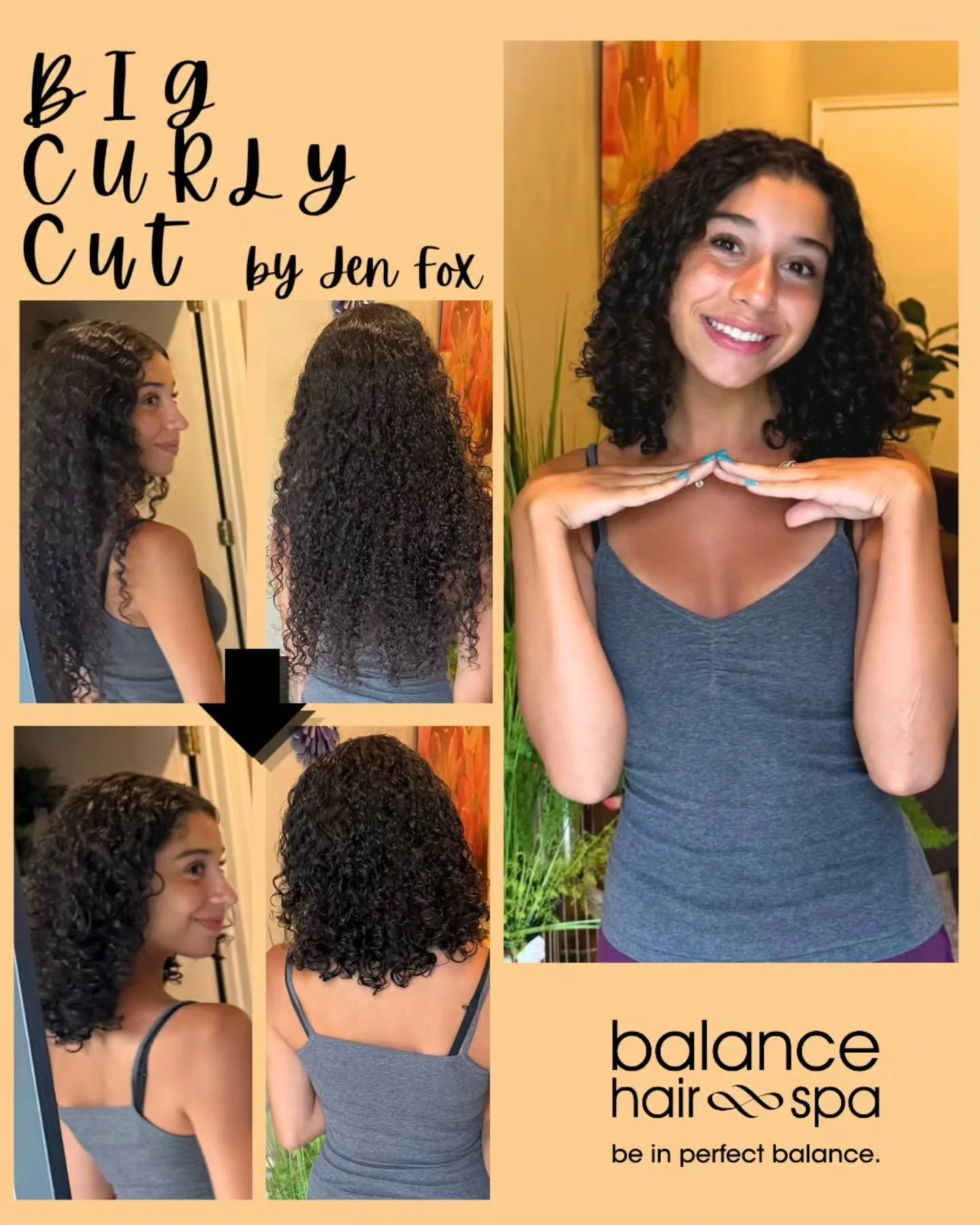 A BIG CHOP for this curly client. Our hair designer,  Jen Fox, helped this client obtain a new look by cutting more than 12 inches off. A perfect cut for hot summer days. Let Jen help you find the cut that best fits your lifestyle.  Make an appointme