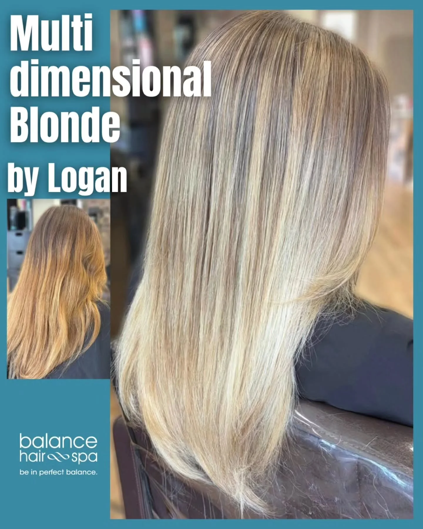 Our hair designer, Logan, helped her client update her color with this multi-dimensional blonde. She also used a technique to give her client a natural lived in look. This gives her client more time between visits and less maintenance. Let Logan help