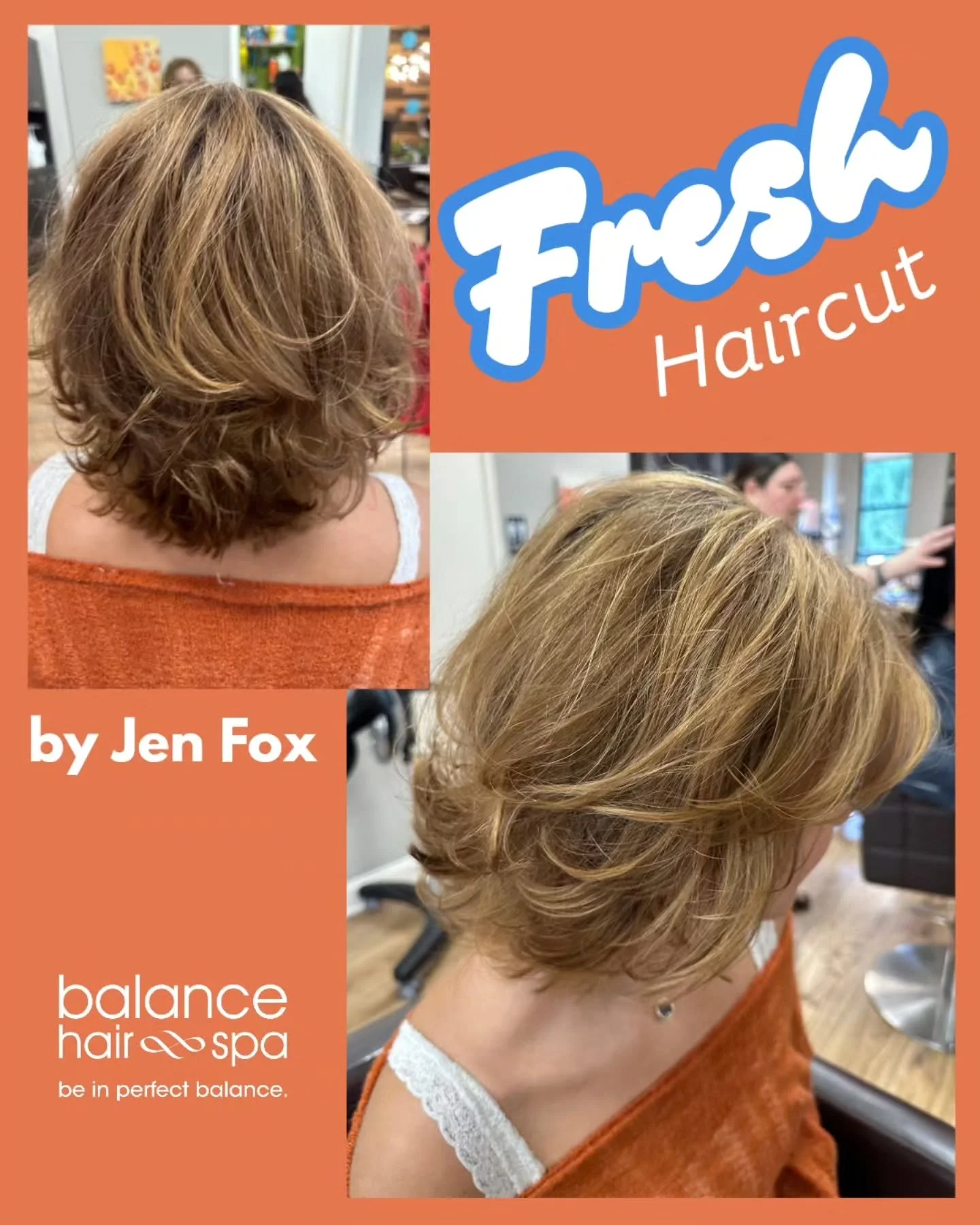 Back to school hair is in full swing. Check out this cut by our hair designer, Jen Fox. She gave her client this cute short cut with layers for movement. Let Jen help you find the cut that looks best with your style. Make an appointment at 
https://b