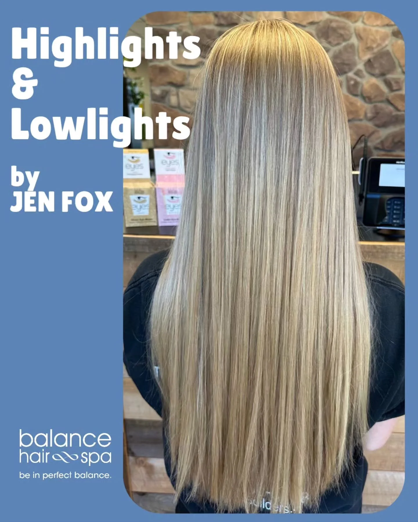 Look at this beautiful color by our hair designer, Jen Fox. She gave her client some highlights and lowlights for a multidimensional blonde.  Let Jen help you find the color that best fits your style.  Make an appointment at 
https://balancehairspa.c