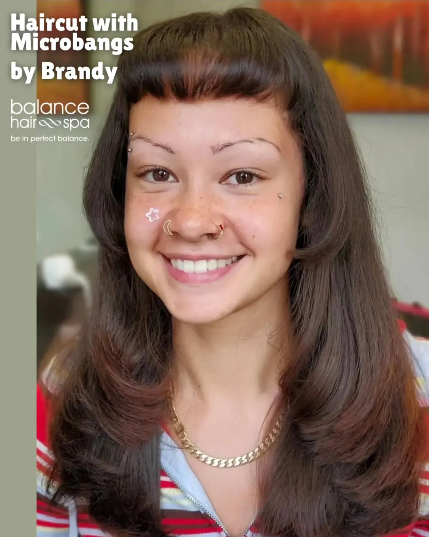Our hair designer, Brandy, gave this client a new style.  She started with adding tiered and difined layers and then finished the cut with some microbangs. A fun style for a fun client. Let Brandy help you find the fun style that best fits you. Make 