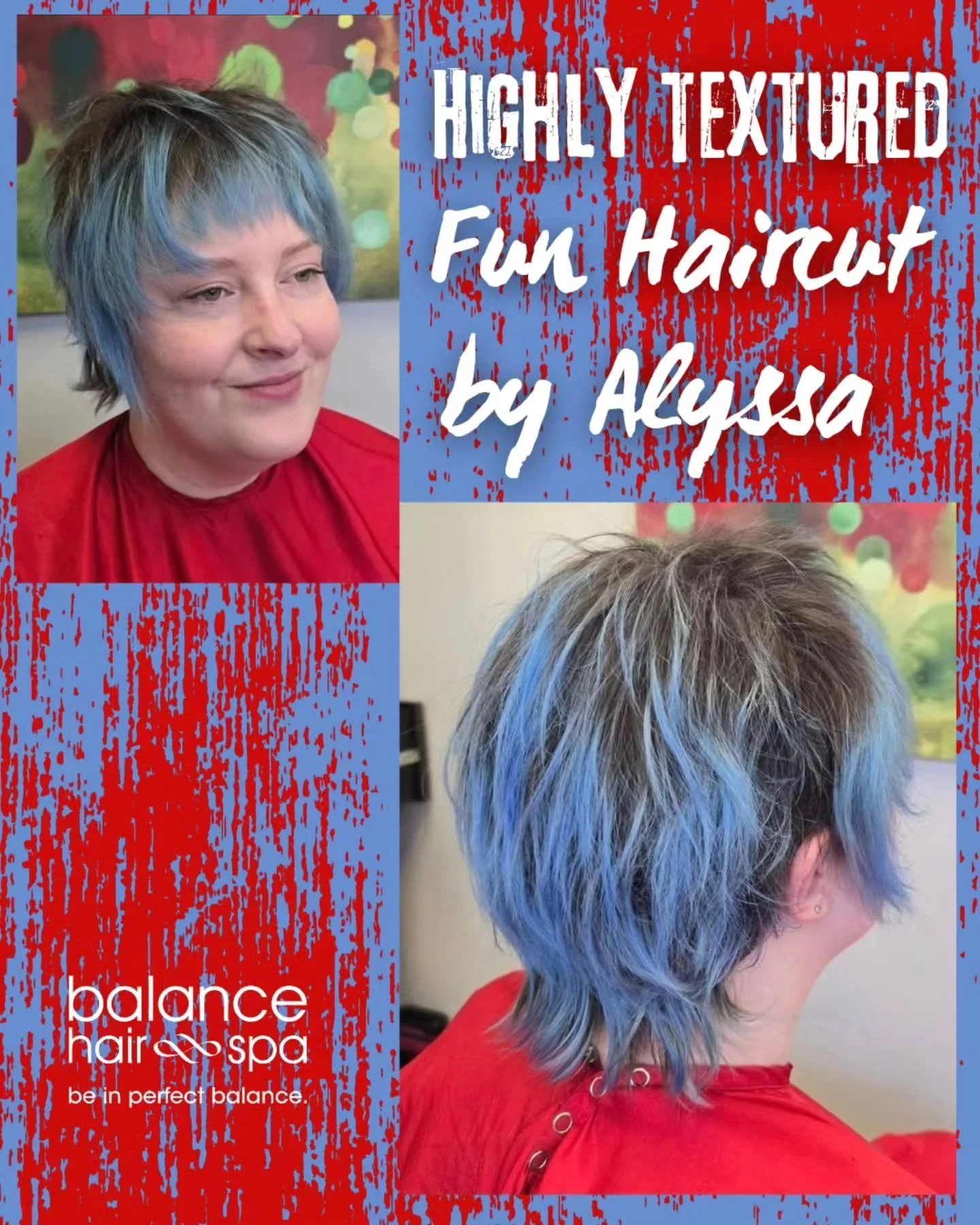 Our hair designer,  Alyssa,  gave this client a funky modern textured cut to go with her fun hair color. Let Alyssa help you find your fun style too. Make an appointment at https://balancehairspa.com/appointment-request

&nbsp;@clubpilates_exton @jui