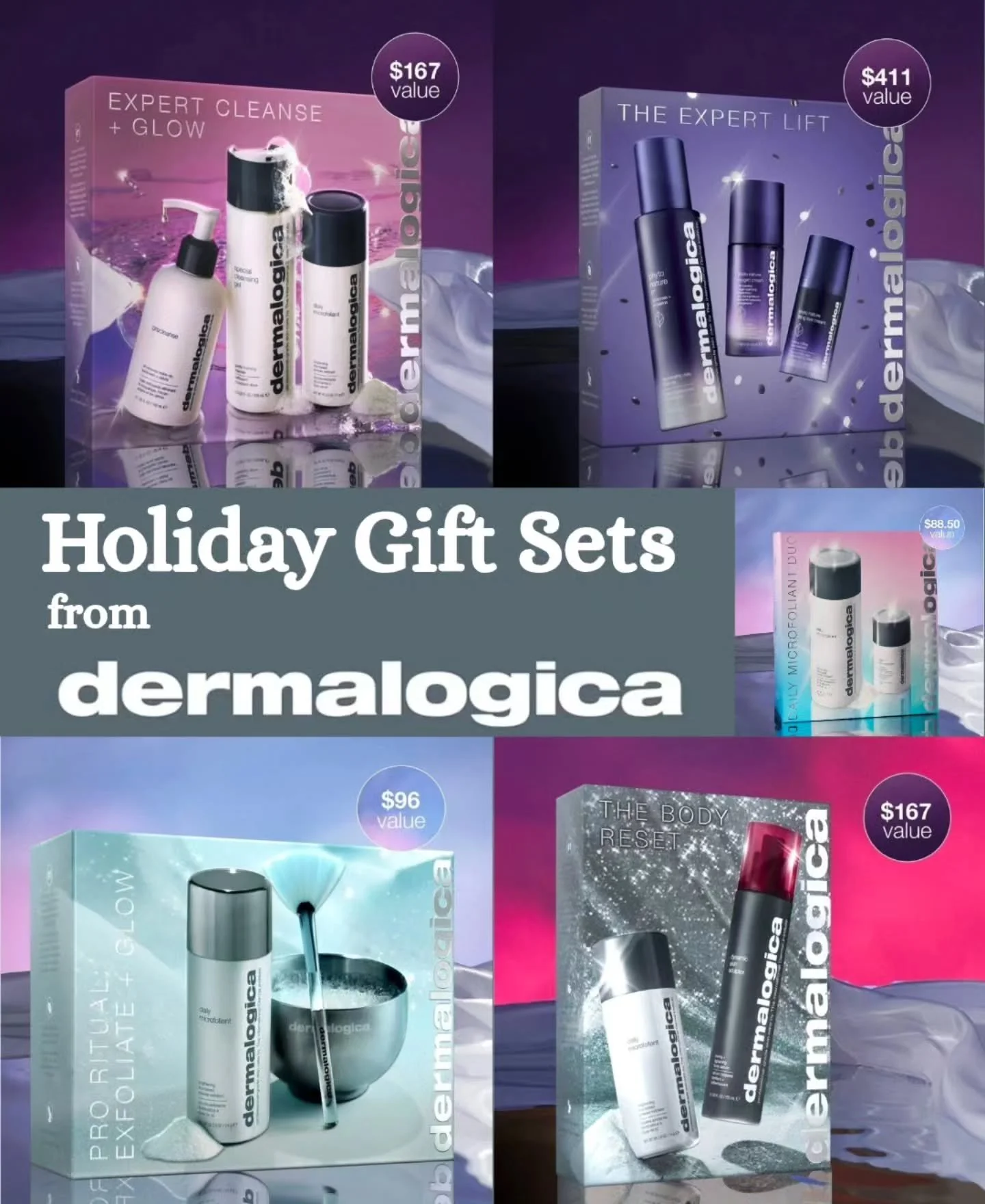 We have already stocked our Holiday Gift Sets including these amazing sets by Dermalogica.  Stop in and see these great value sets and save. We currently have sets from Dermalogica, Aveda, and Maria Nila. Get yours before we sell out.
https://balance