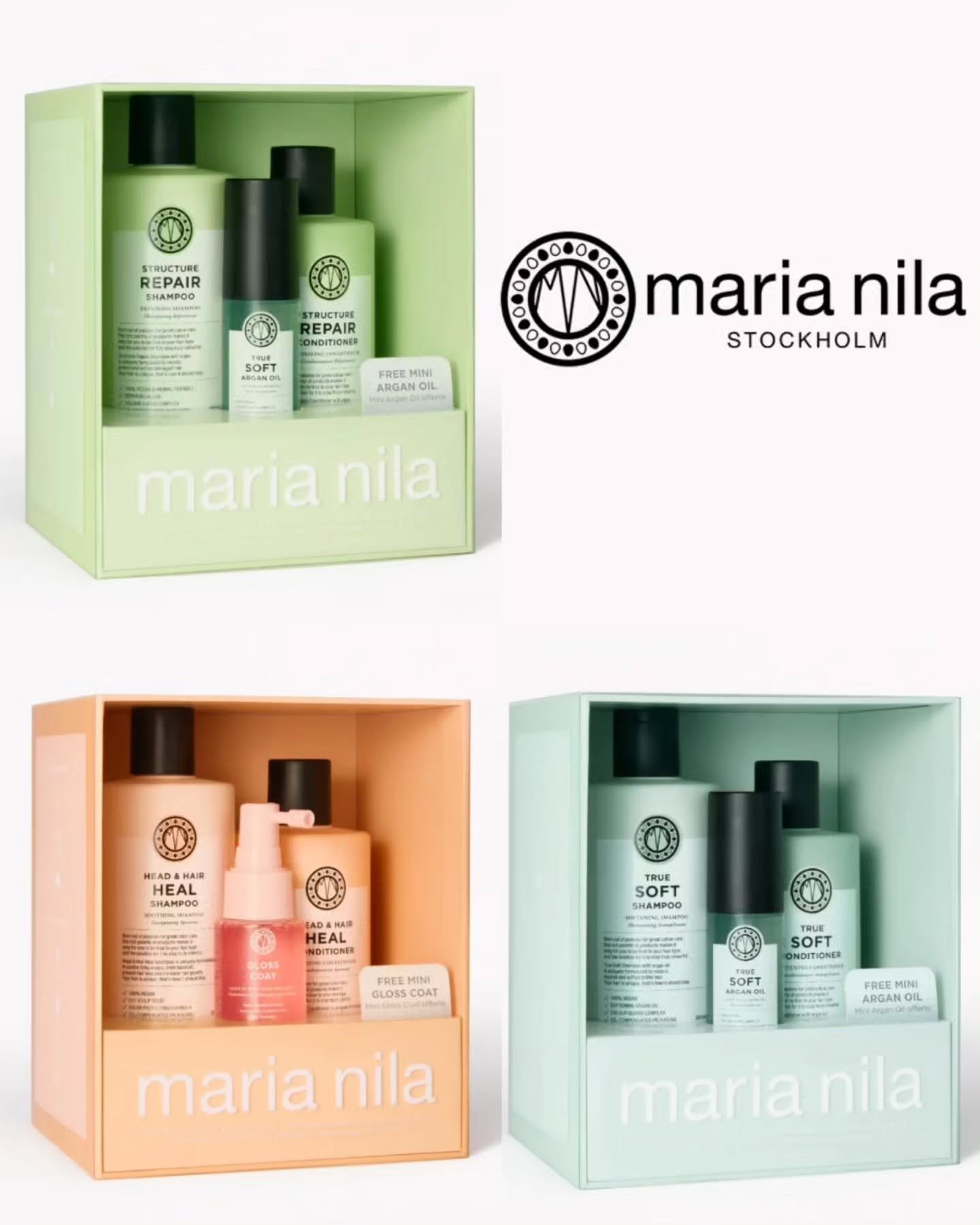 These gift sets from Maria Nila give you some serious savings. The cost of each set with a shampoo, conditioner, &amp; styling product is less than just the shampoo &amp; conditioner alone. Get them while they're in stock. 
https://balancehairspa.com