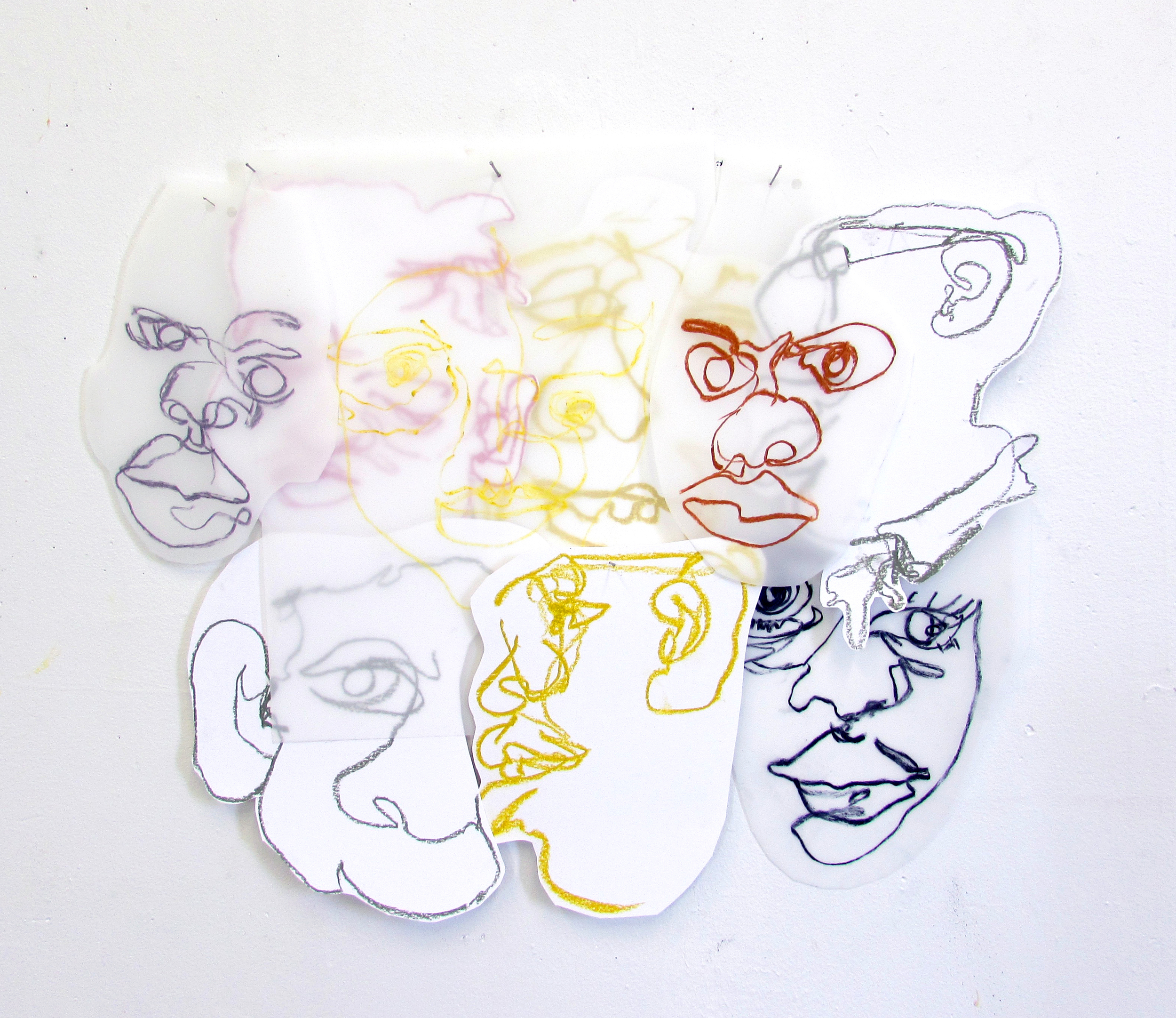 Collaged drawings on paper and dura-lar 