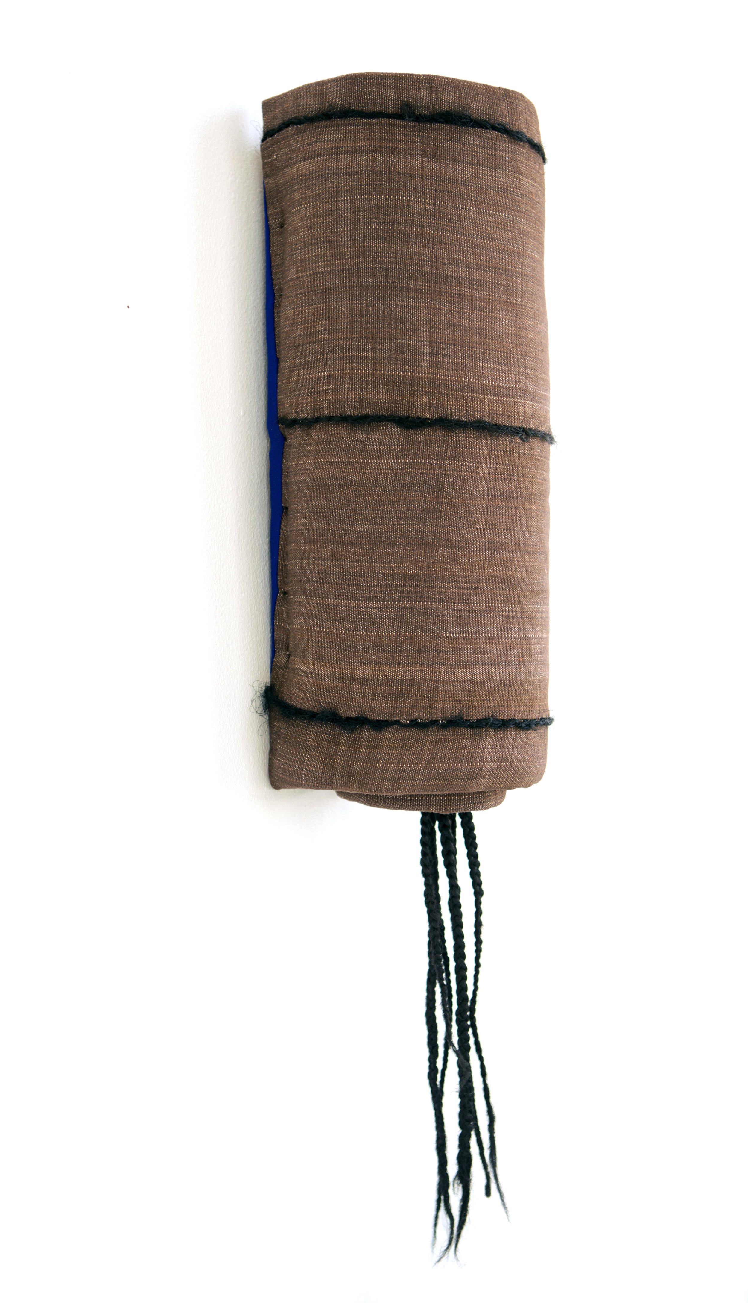 Burnt Ends, Burnt Skin | woven cotton, wire, cotton, used synthetic hair | 6" x 30" x 6 | 2016