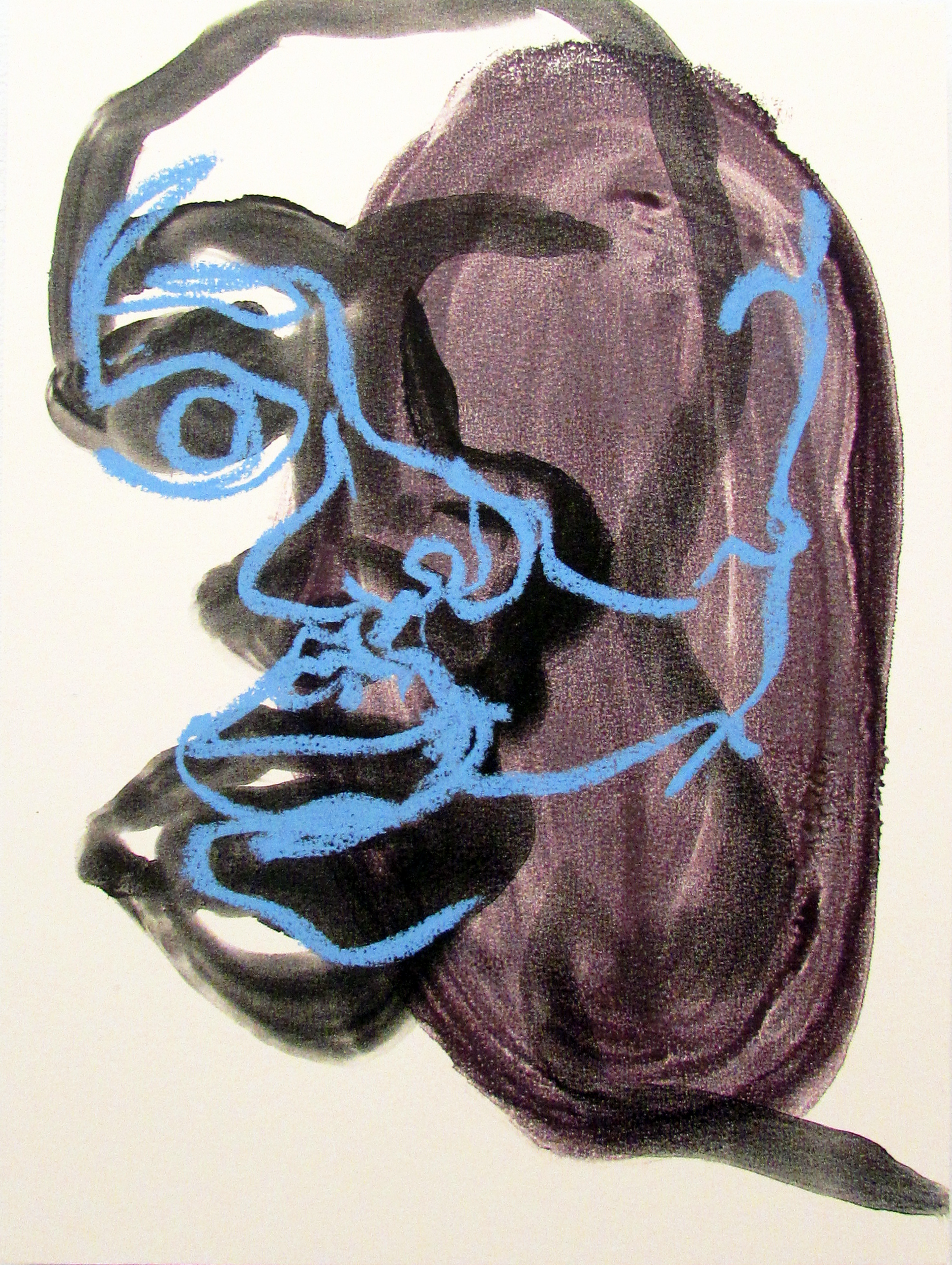 Masked (series) | monoprint on paper