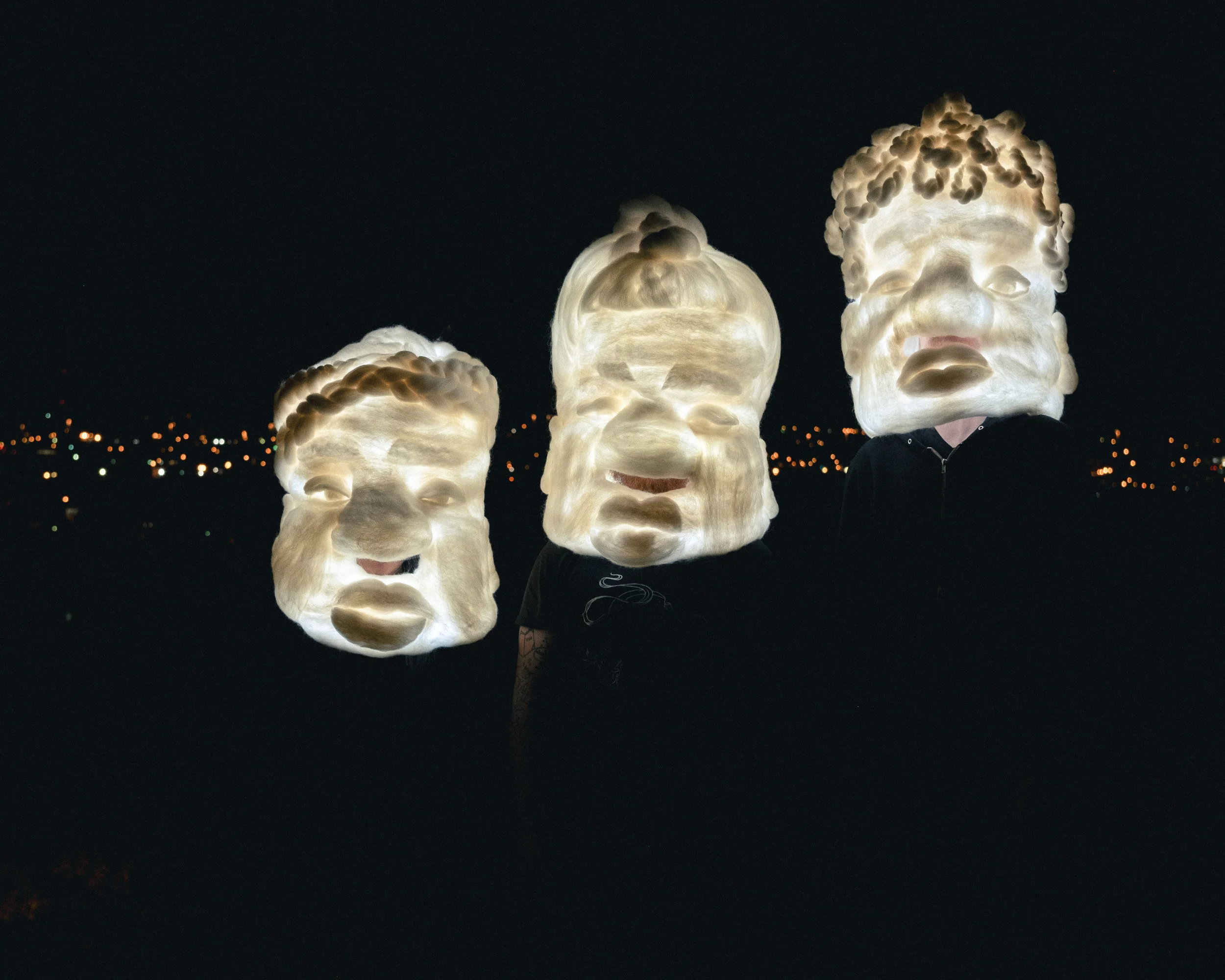 Spoken Word , merino wool, wire, LED strip lights, felt. 18 x 28 x 18 inches. 2018