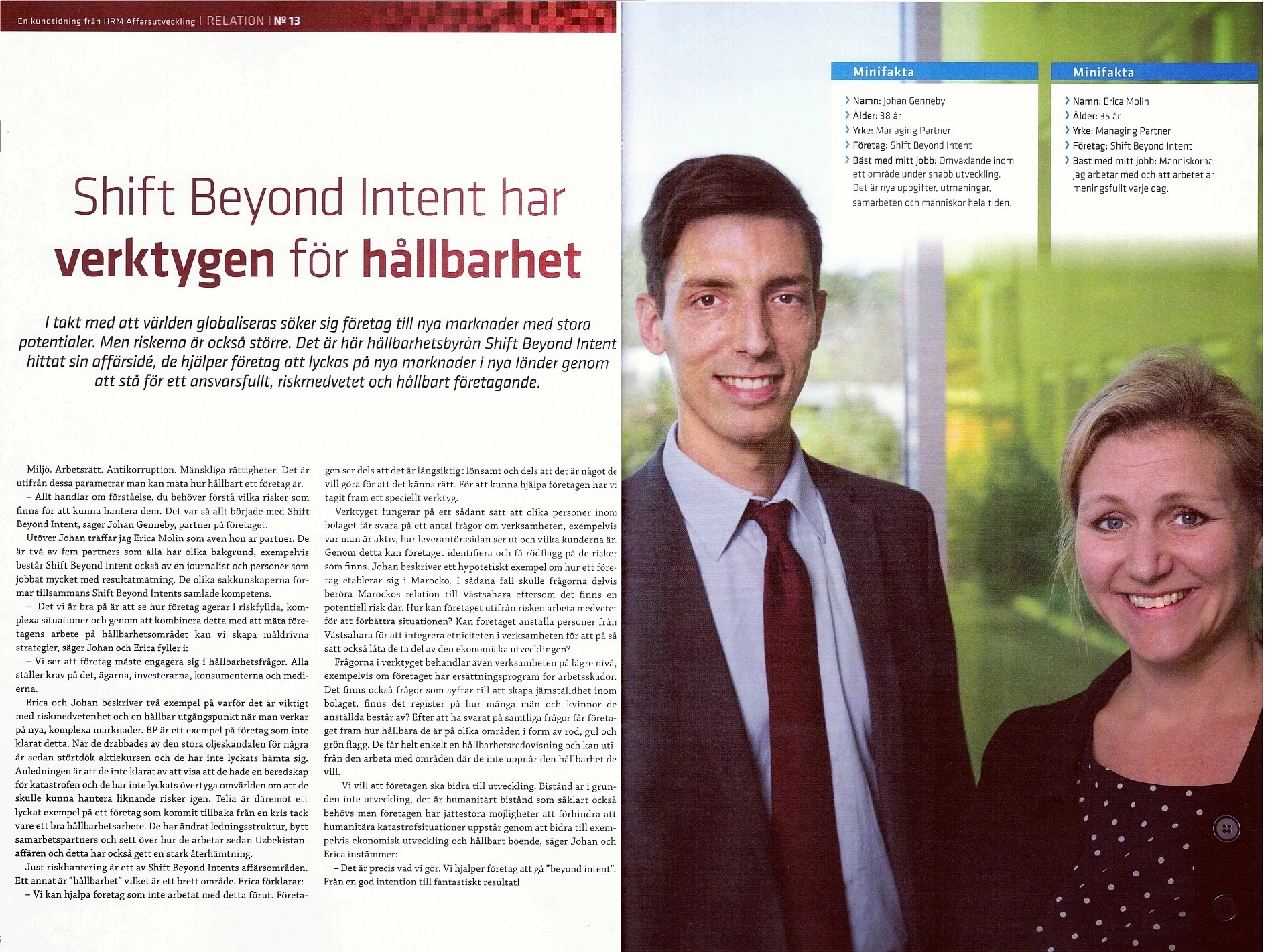 Shift i tidningen Relations temanummer om hållbarhet