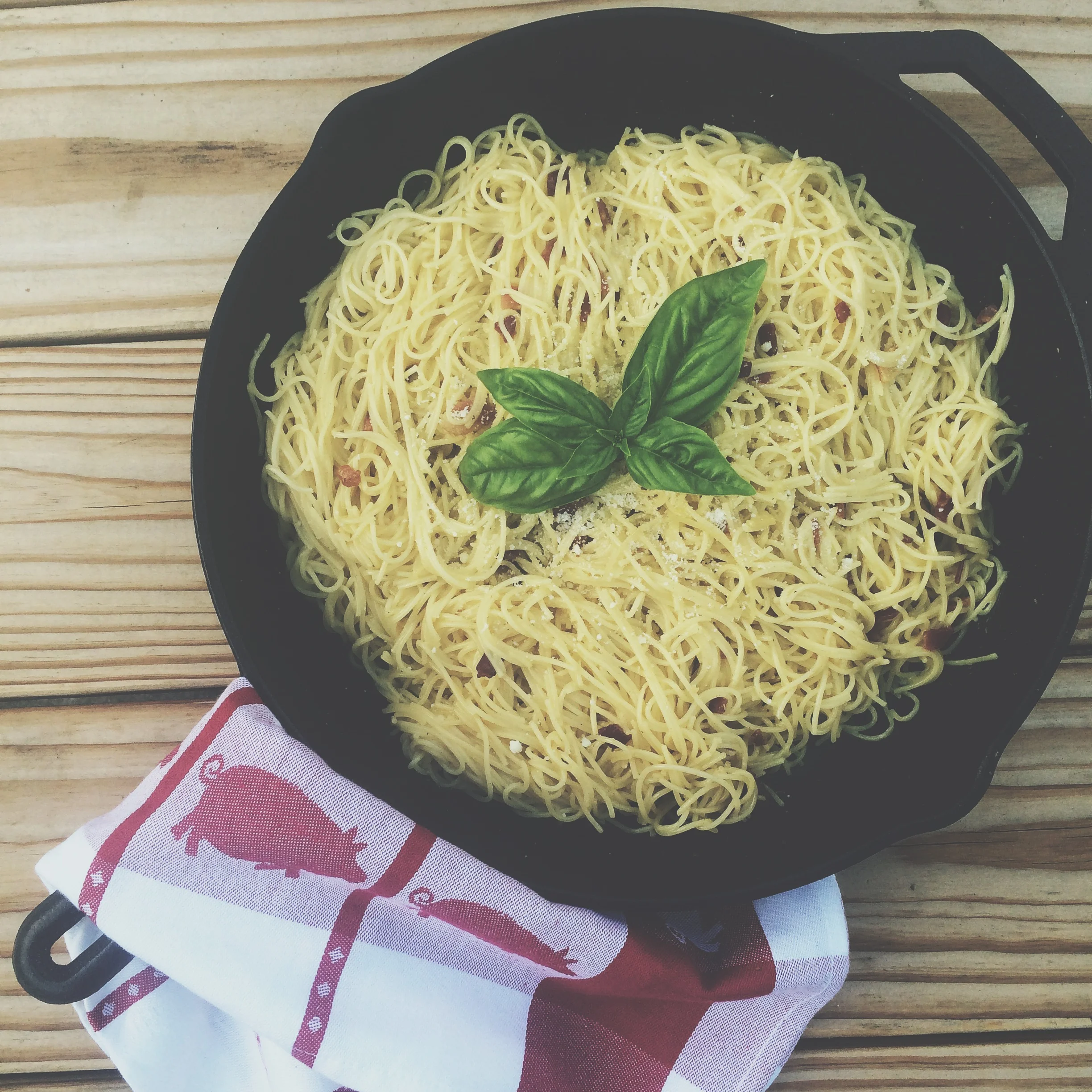 Carbonara recipe from the gorgeous Extra Virgin cookbook by Debi Mazar and Gabriele Corcos .