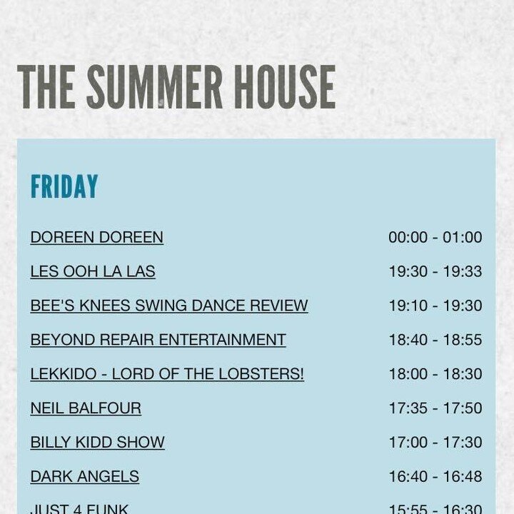 OK HERE IT IS!!! 

Our official @glastofest stage times! 

Come find us on Friday, Saturday &amp; Sunday! 😍

@summerhouse_stage