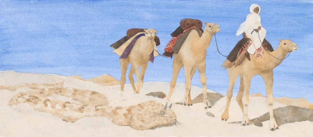 horned viper and camels, from "Who Was Here?" 2014
