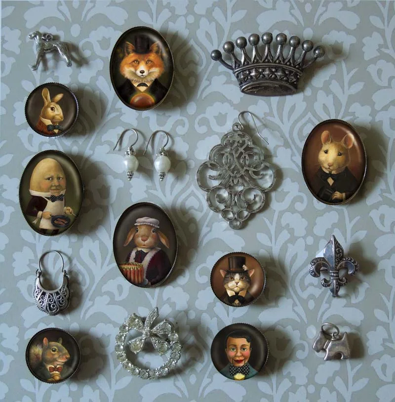 Animal Portrait Brooches from www.CuriousPortraits.Etsy.com
