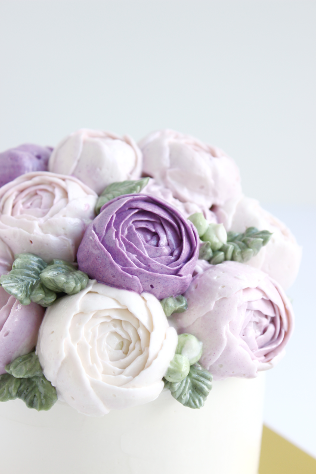 Bouquet of Purple Buttercream Flowers — Eat Cake Be Merry Custom