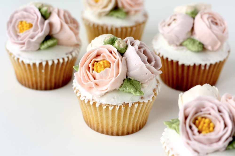 Garden Party Flower Cupcakes and Cake — Eat Cake Be Merry Custom