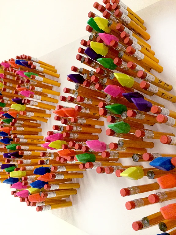  Made with&nbsp;#2 pencils &amp; colorful eraser caps. 