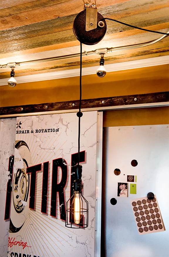   Both doors slide to reveal a magnetic/dry-erase concept board.  