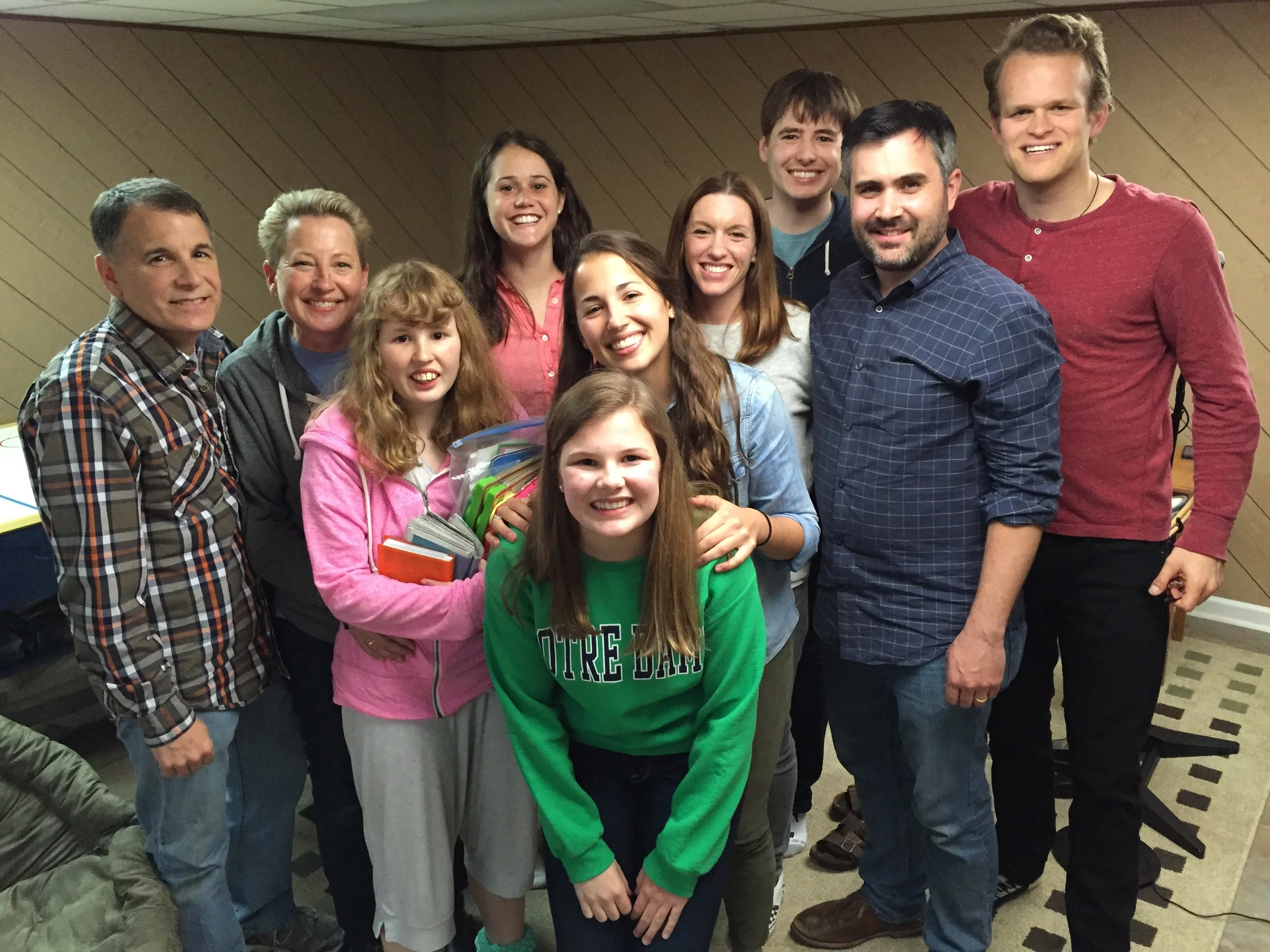 Drew Palumbo, Kristen Palumbo, Olivia Palumbo, Jenna Palumbo, Sofie Palumbo, Rachael Palumbo, Amanda Lukoff, Soeren Palumbo, Danny Egan, and Timbo Shriver