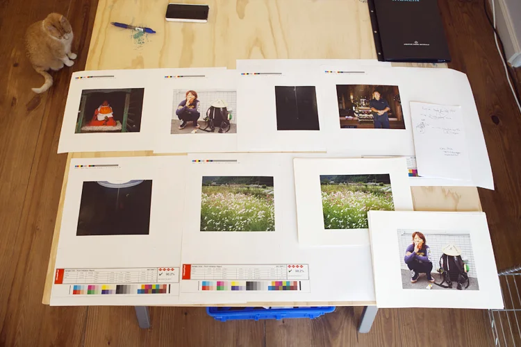 The cat (Upper left) is an essential element in the proofing process, of course.