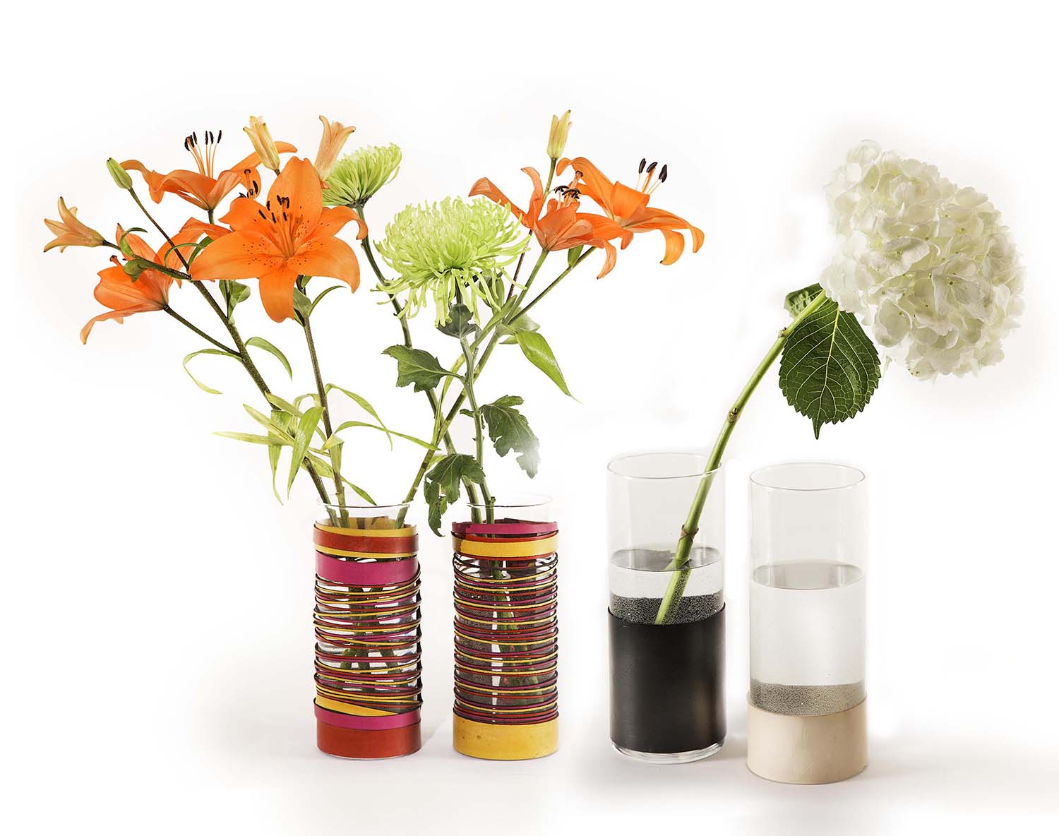 Leather-wrapped Vases