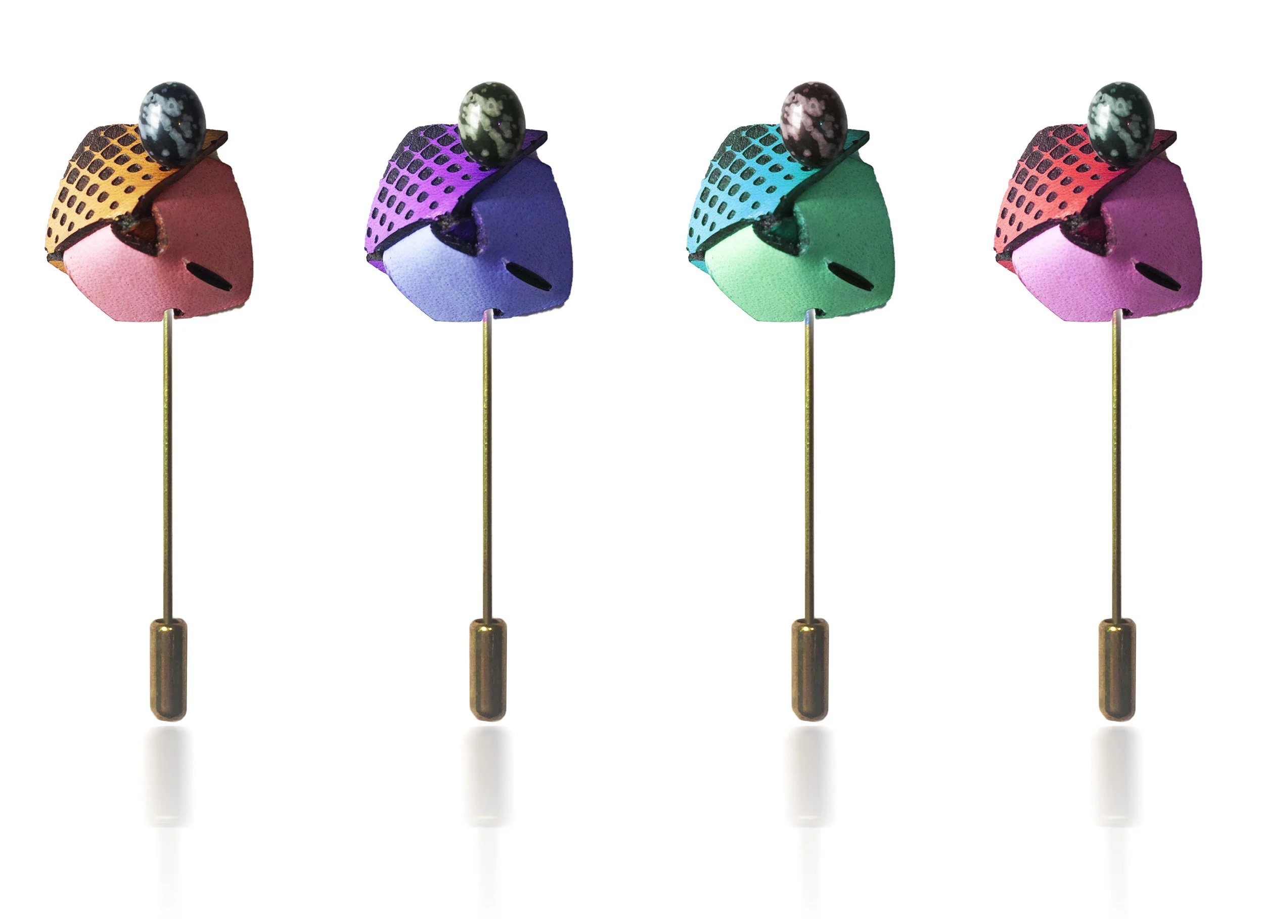 Little leather lapel pins, mix and match colour
