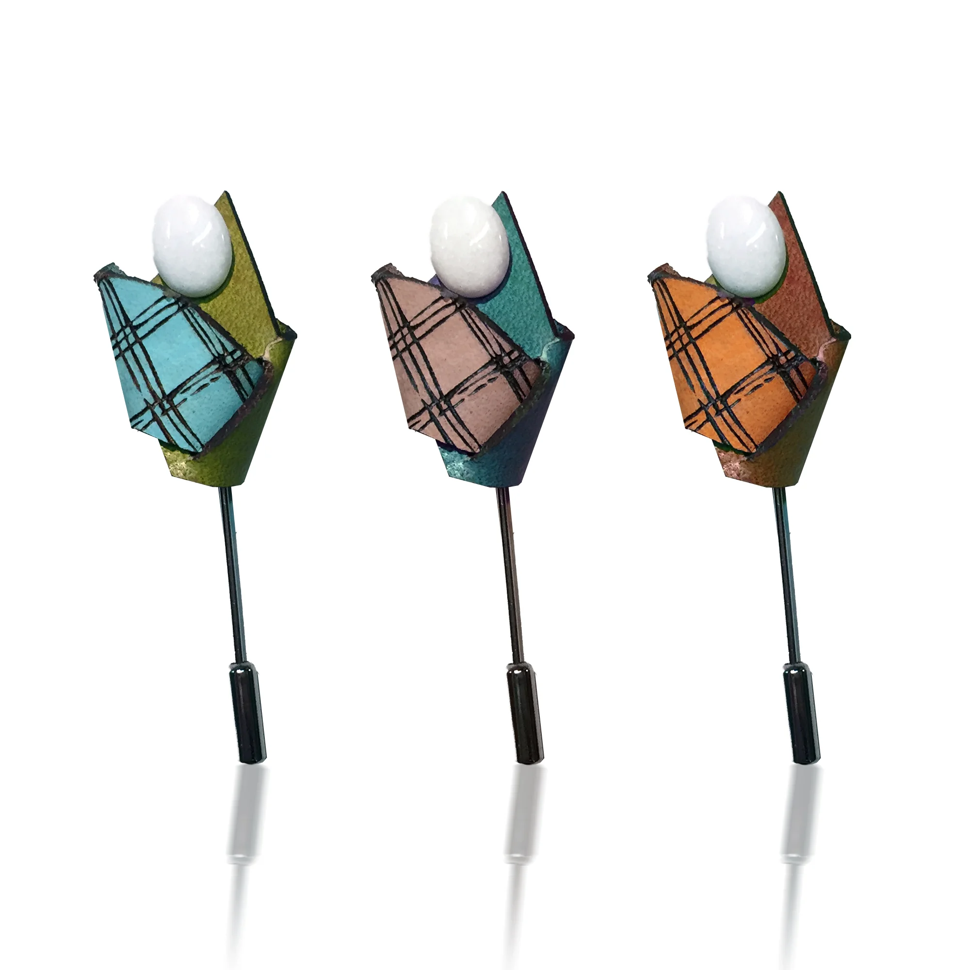 Little leather lapel pins, mix and match