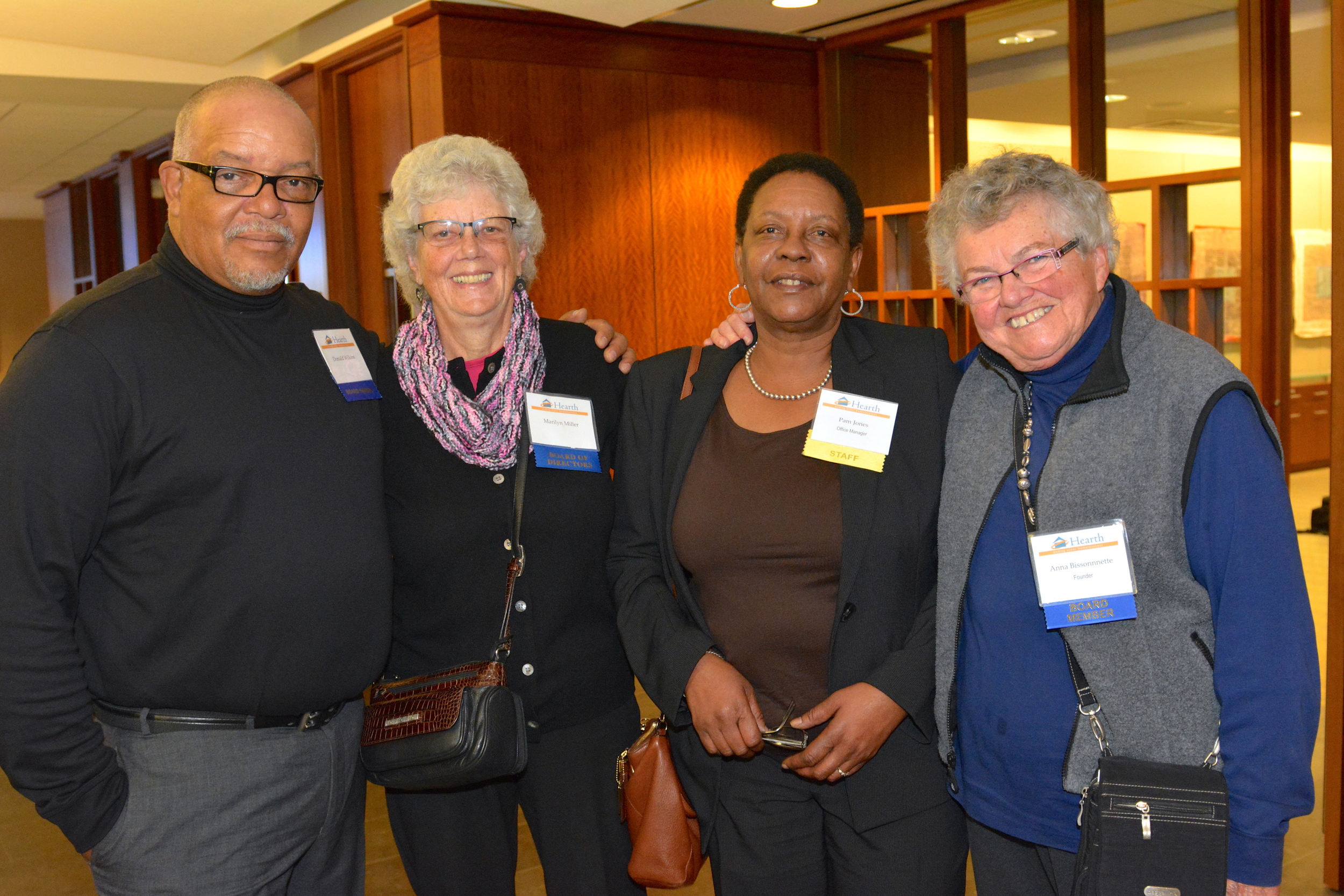  (left to right) Hearth Board Members Ray Walden and Marilyn Miller, Hearth Officer Manager Pam Jones, and Hearth Board Member/Founder Anna Bissonnette. 