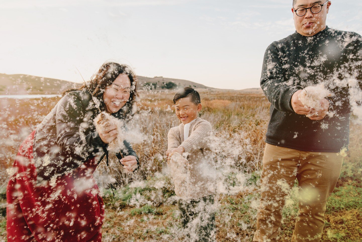 Bodrey &amp; Kenny's wedding was one of the most fun and buoyant weddings we've photographed, so of course their family photos were full of movement, belly laughs, and getting entangled by a million cattail seeds. (Sorry to Kenny's wool sweater.) An 