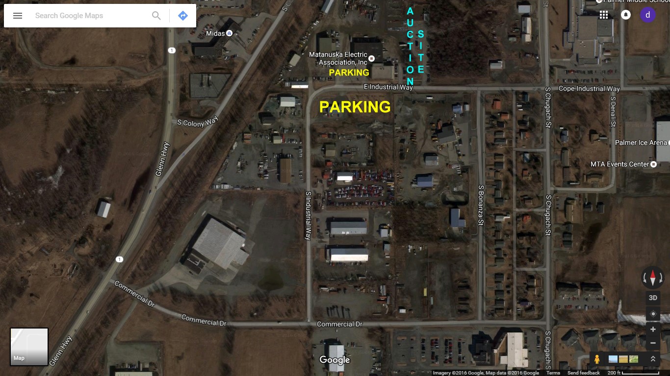 MEA/ MTA Public Auciton is at 163 East Industrial Way, Palmer, Alaska